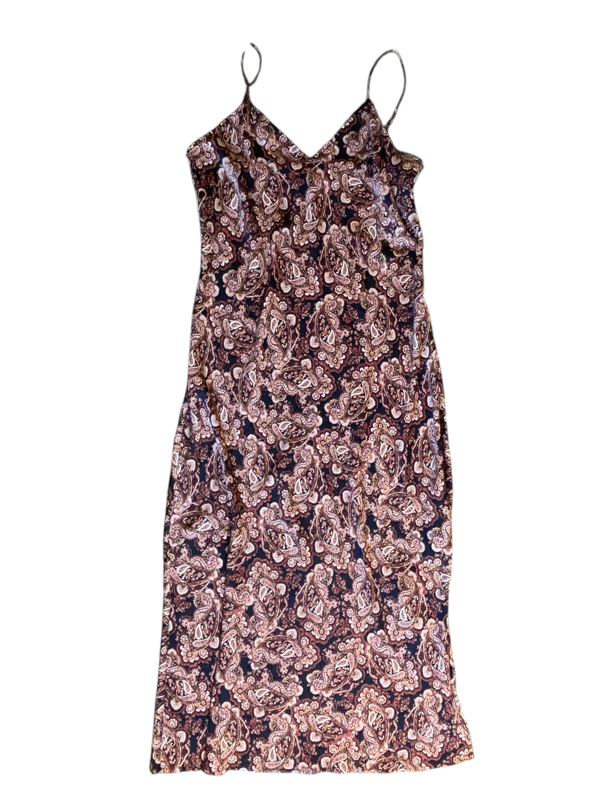 brown nili lotan paisley maxi dress, m