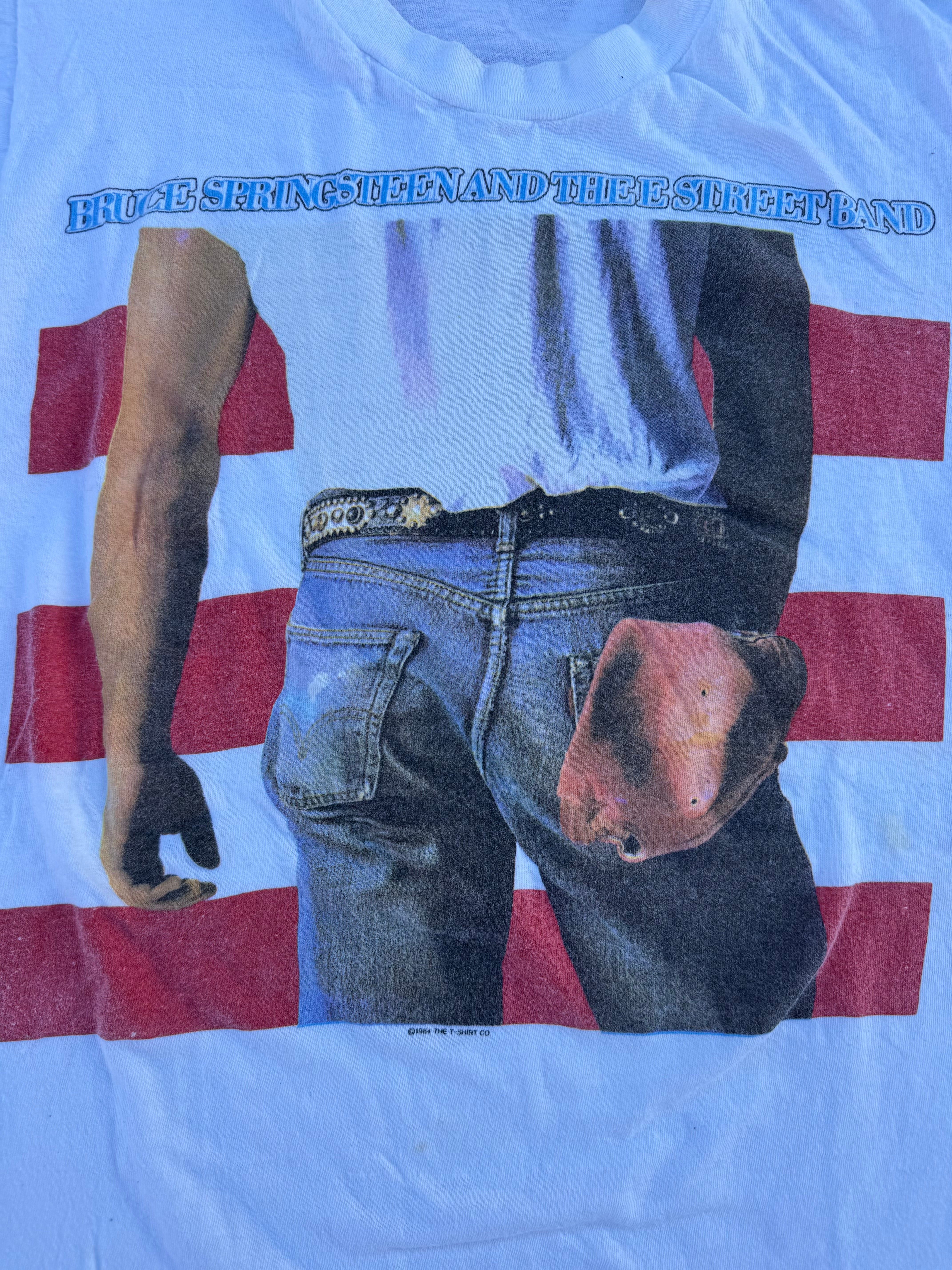 white  1984 bruce springsteen and the e street band born in the USA tour tee, m