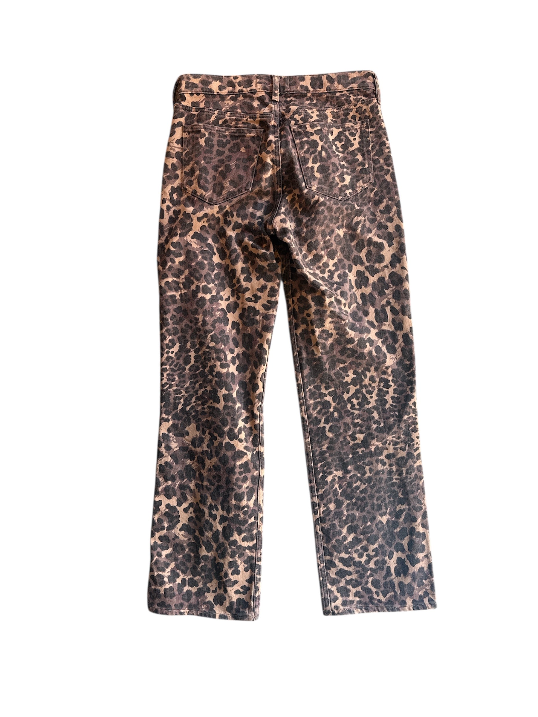 brown black abercrombie leopard baggy low rise pants, 2r
