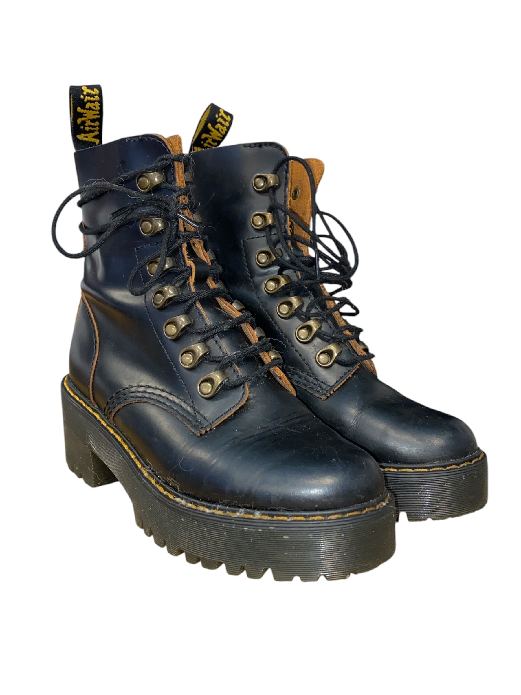 black doc marten platform heeled boots, 6