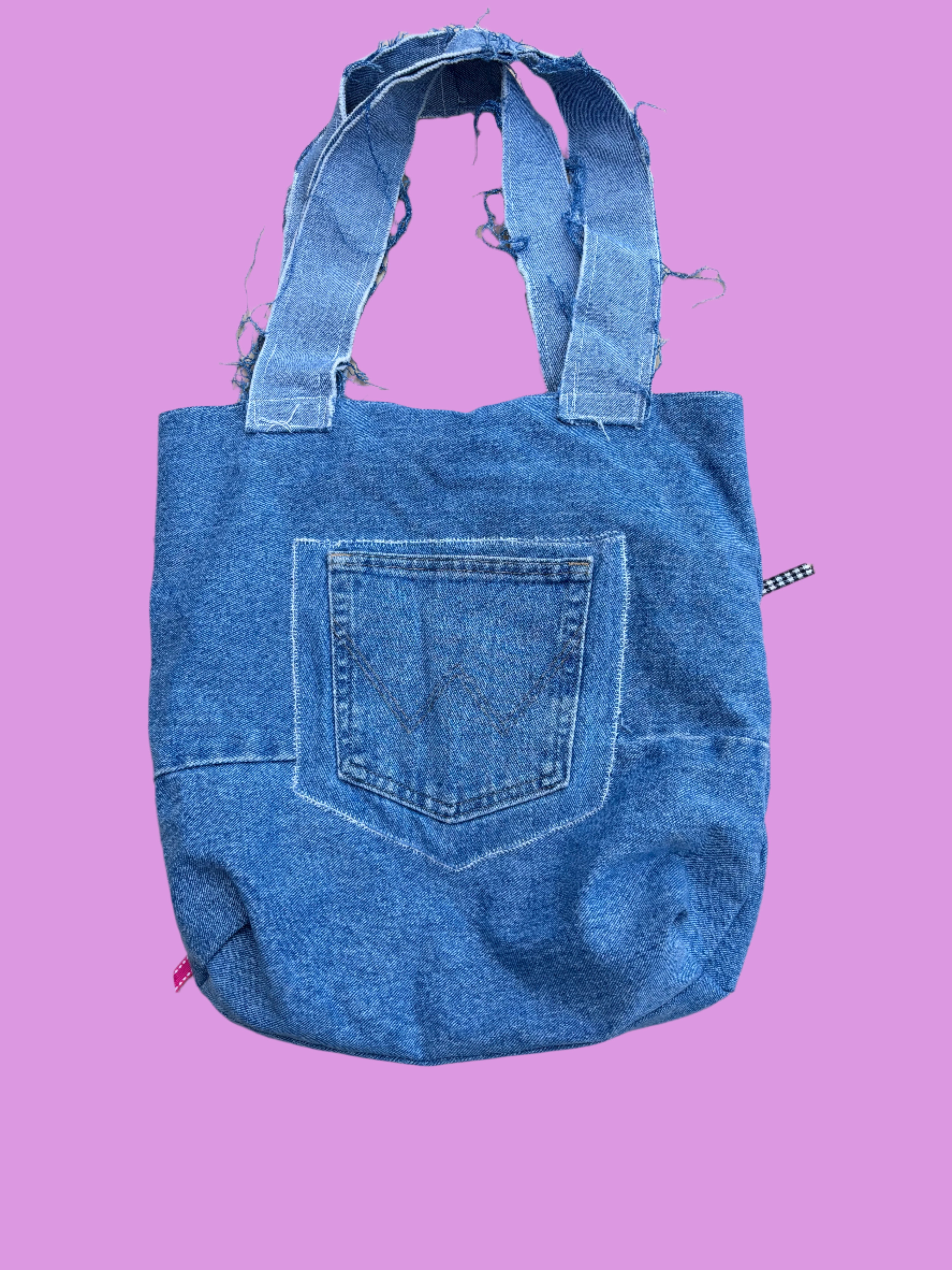 denim  upcycled bow bag