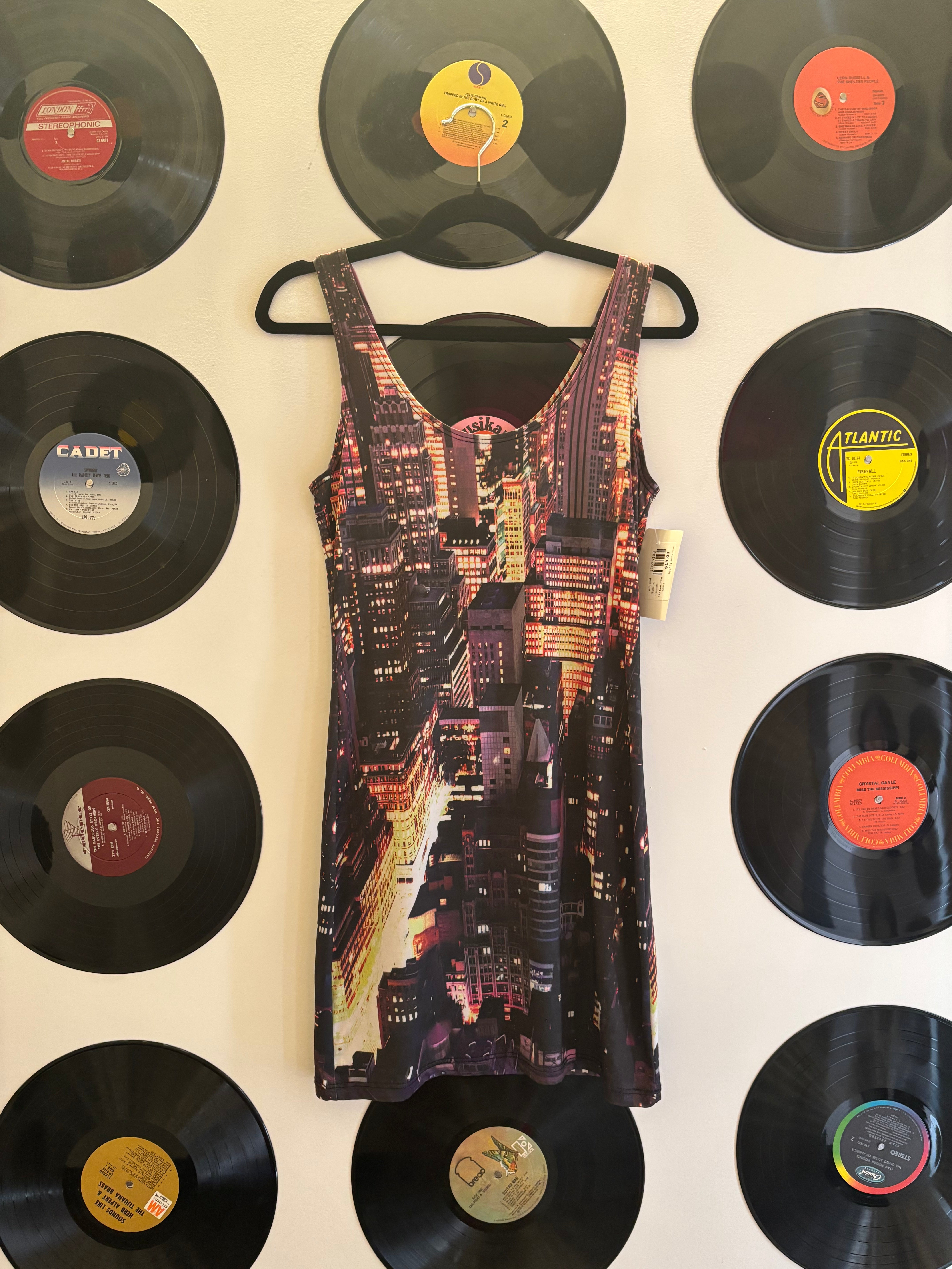 black yellow purple wet seal city tank mini dress, m