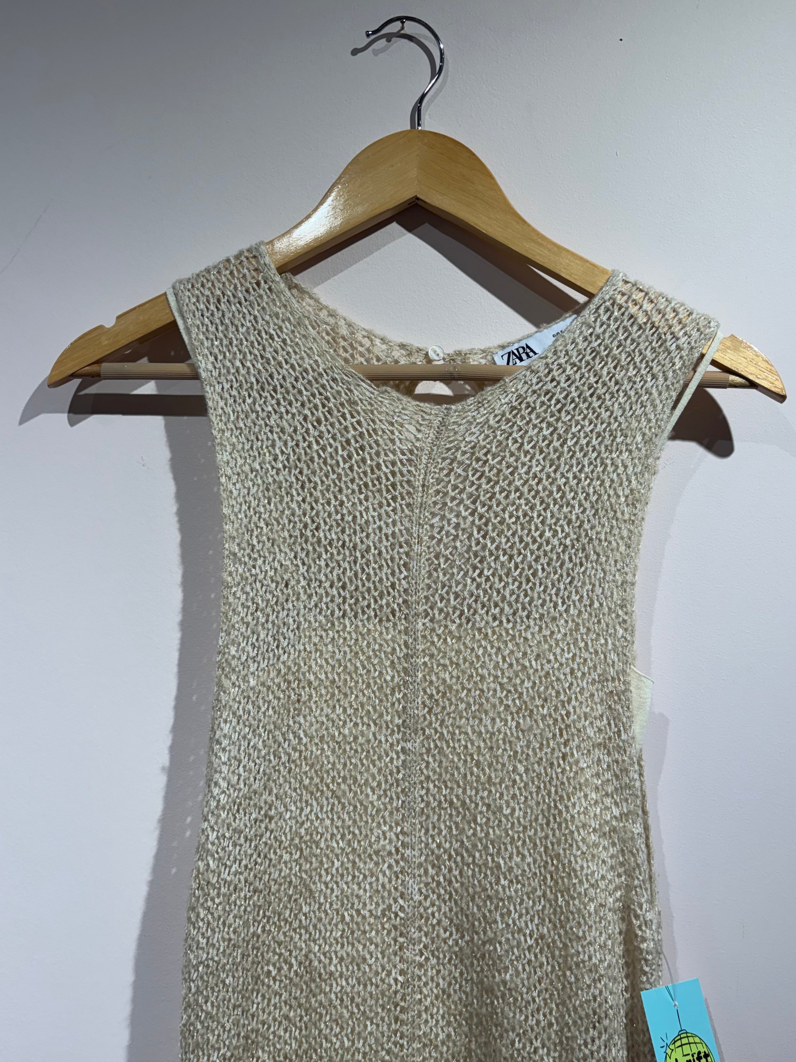 tan zara crochet maxi, S