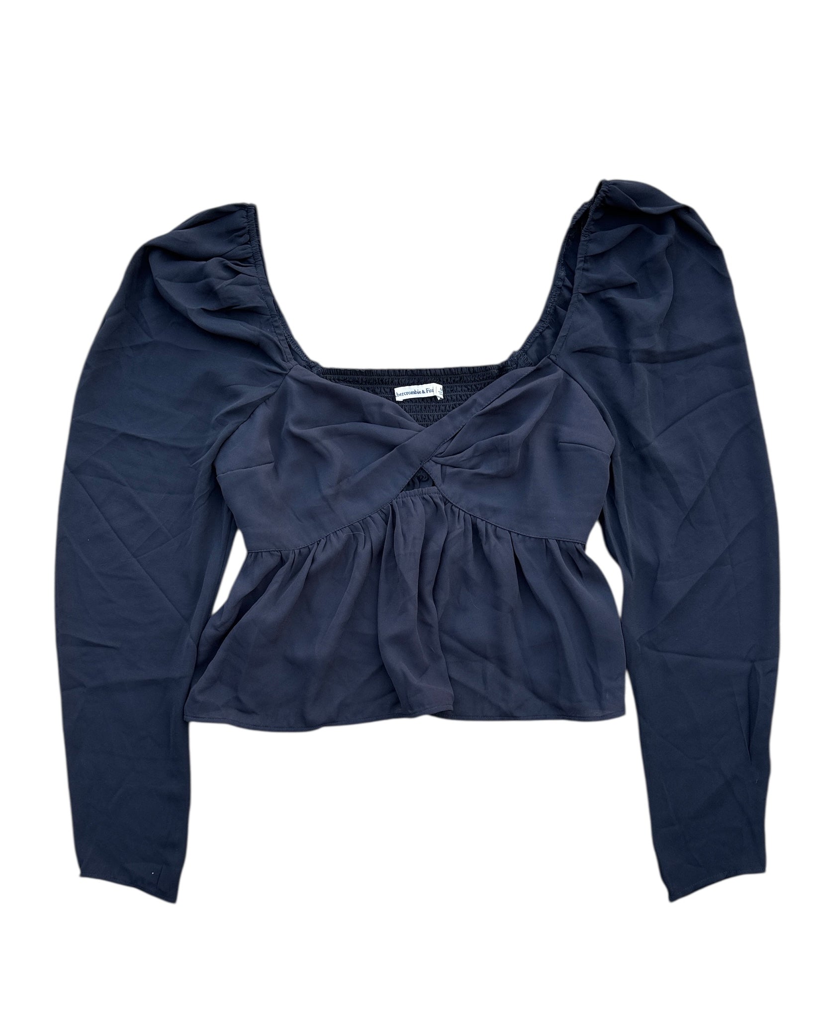 black Abercrombie flowy mesh ls top, m