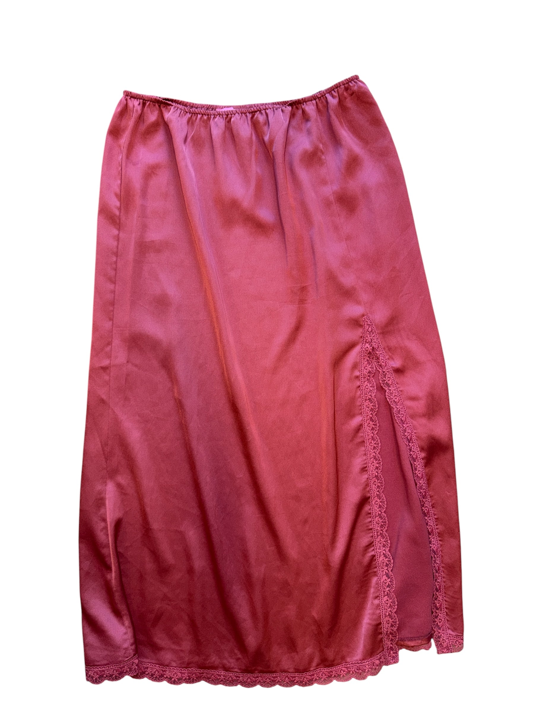 pink mi ami satin lacy midi skirt, M