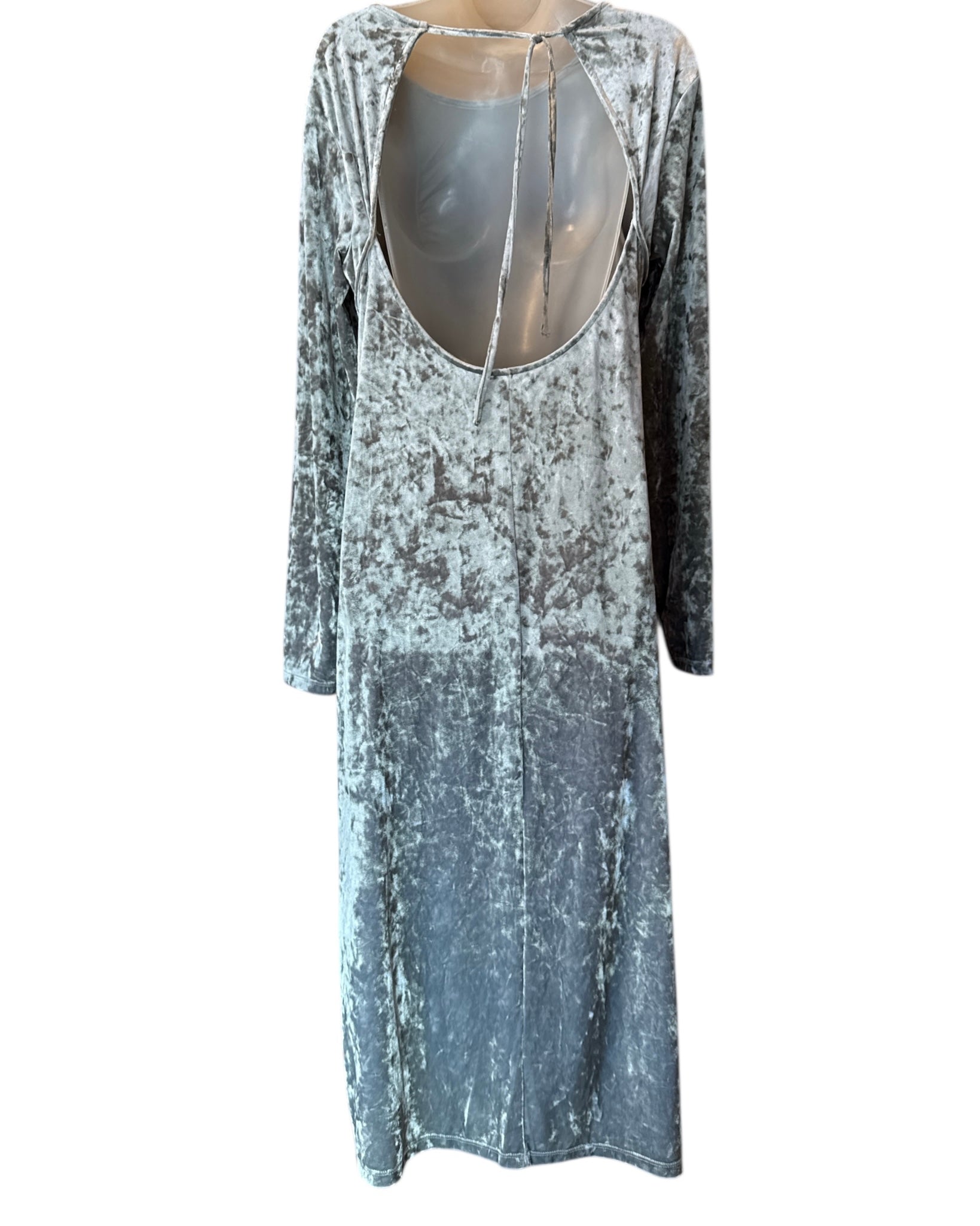 grey future collective crush velvet midi dress, xl