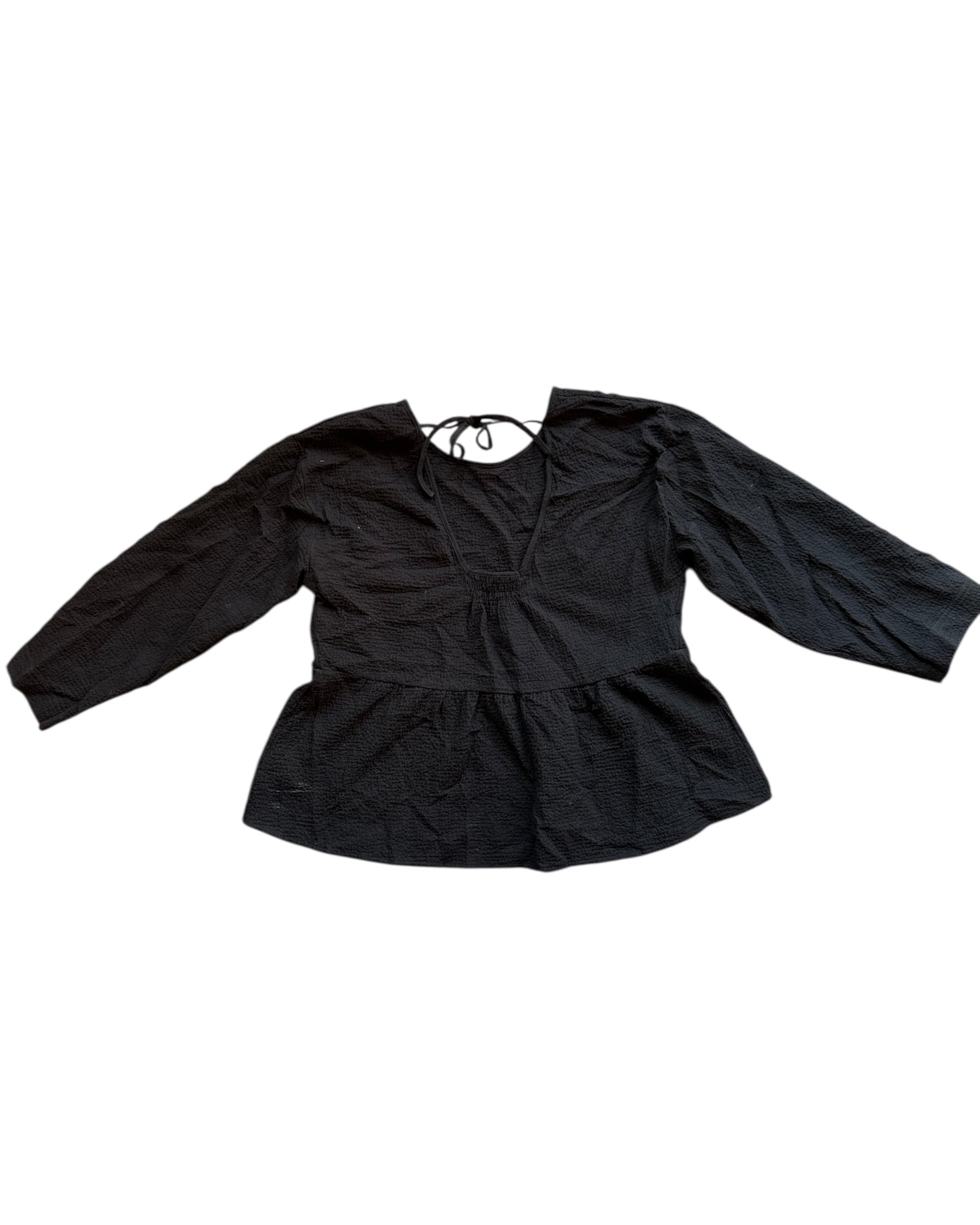 black madewell ruffle ls crop, xl