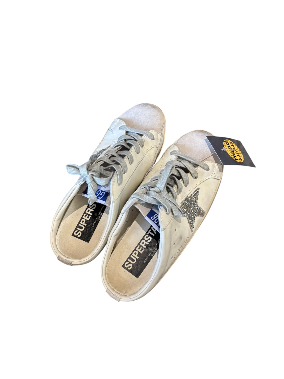 white silver golden goose slip on leather sneakers, 41