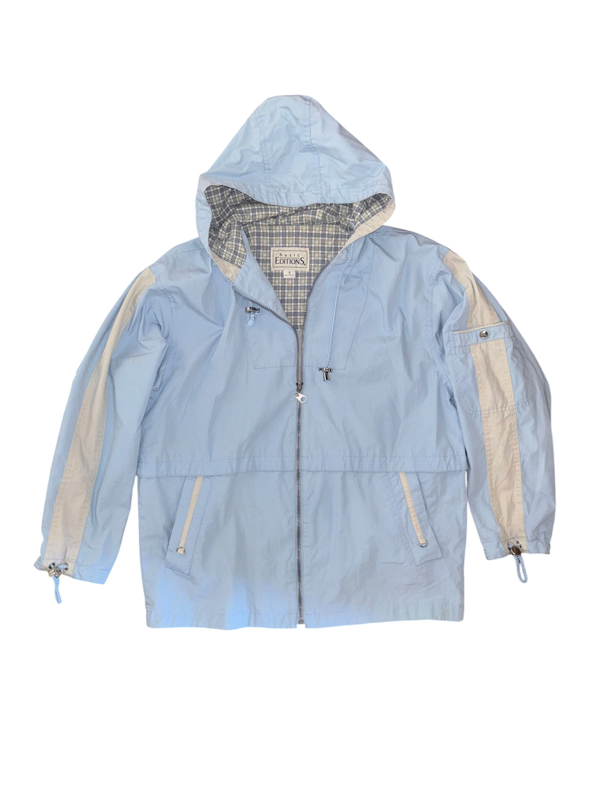 blue basic editions vtg rain jacket, S