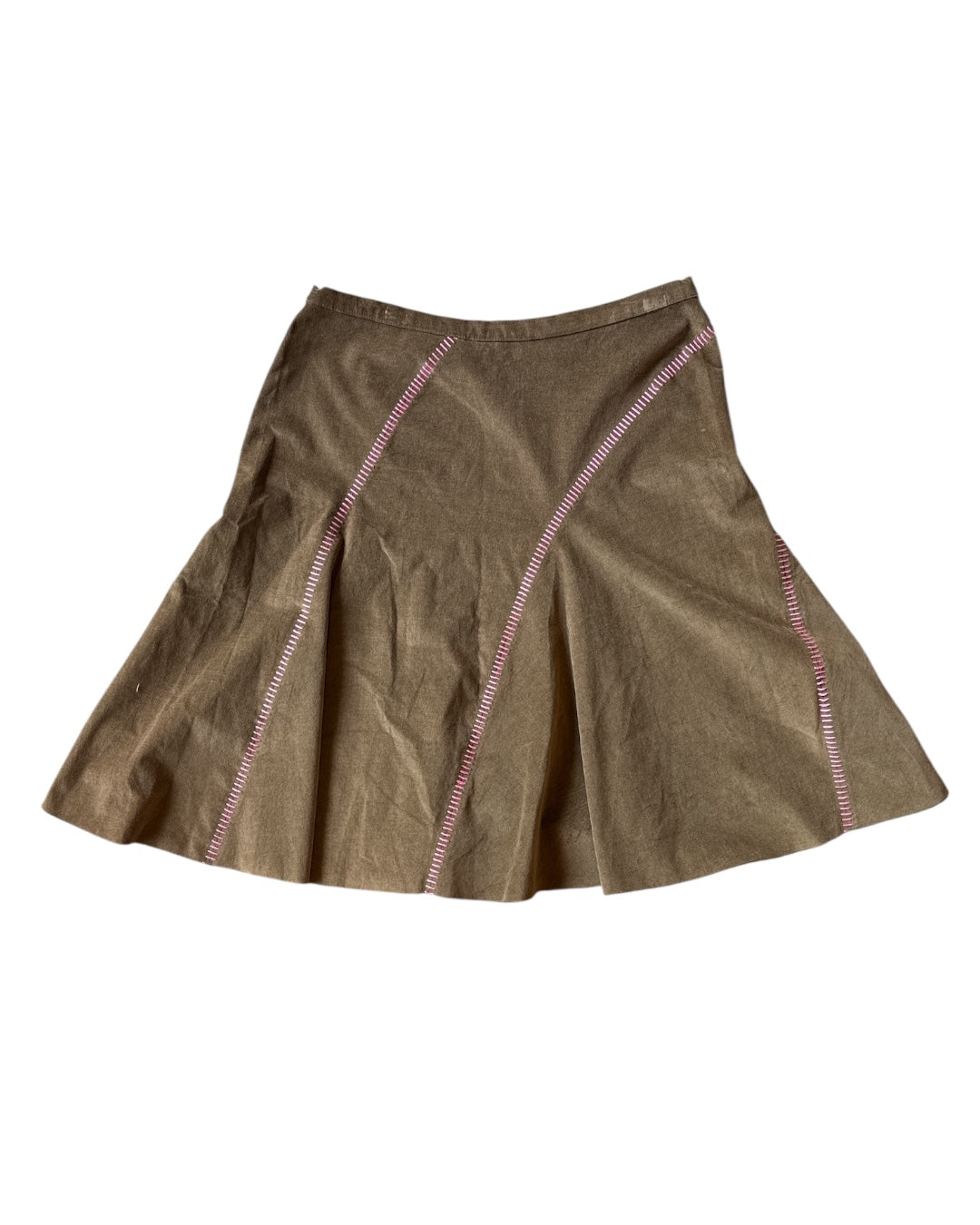 brown noticeable Stitched corduroy skirt, 4