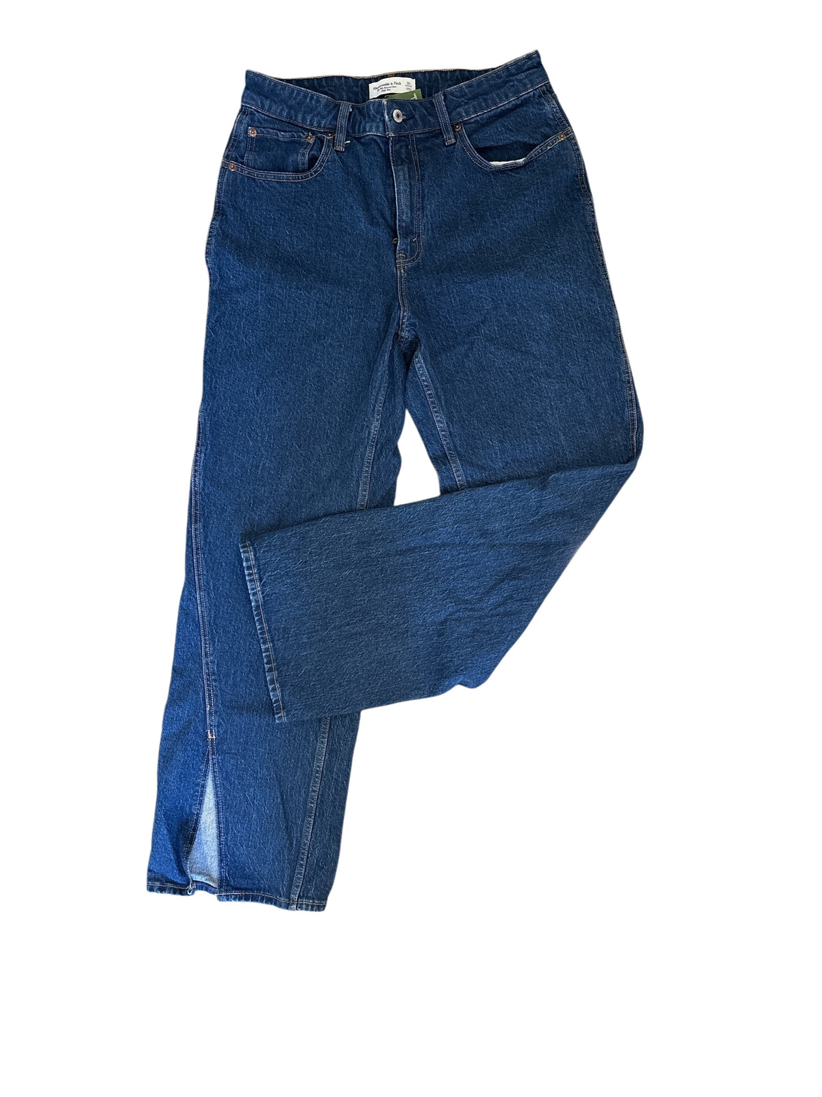 dark wash abercrombie & fitch high rise wide leg jean, 31