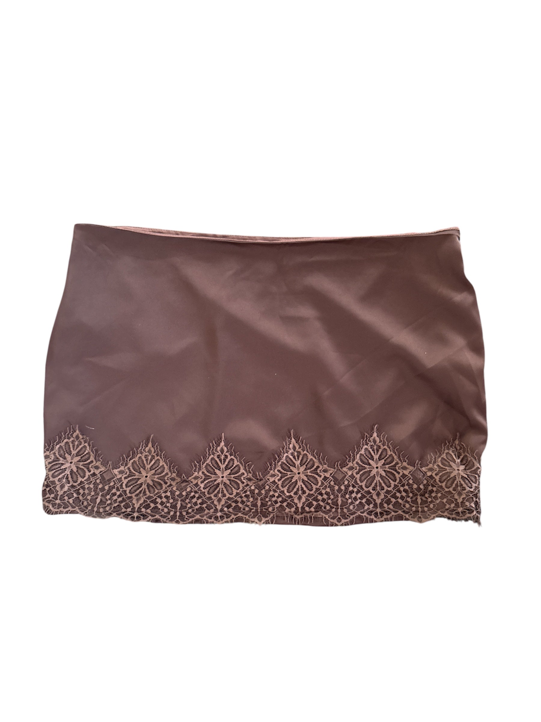 brown missguided silky mini skirt, L