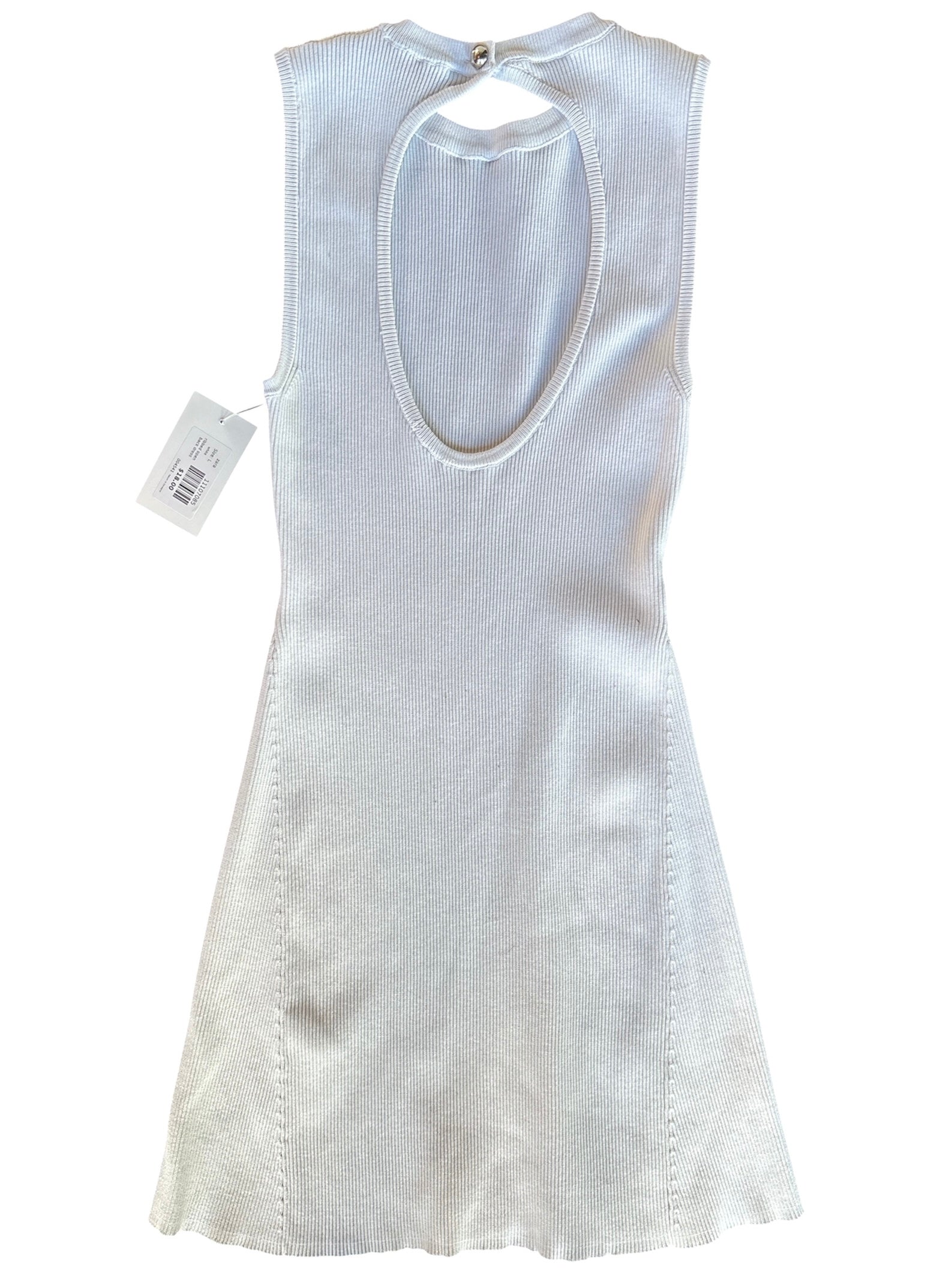 white zara ribbed open back dress, L