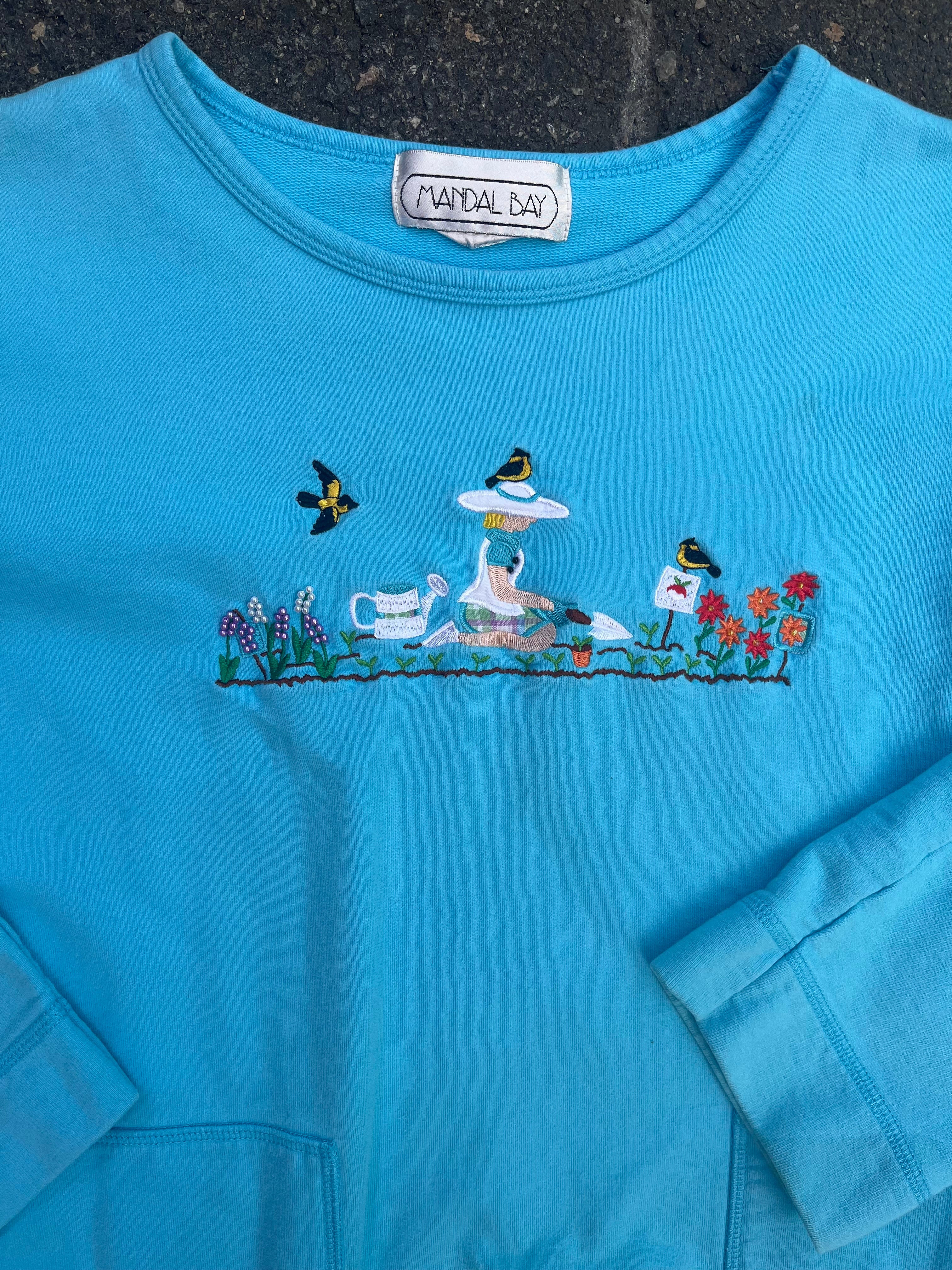 blue mandal bay gardener crewneck, m