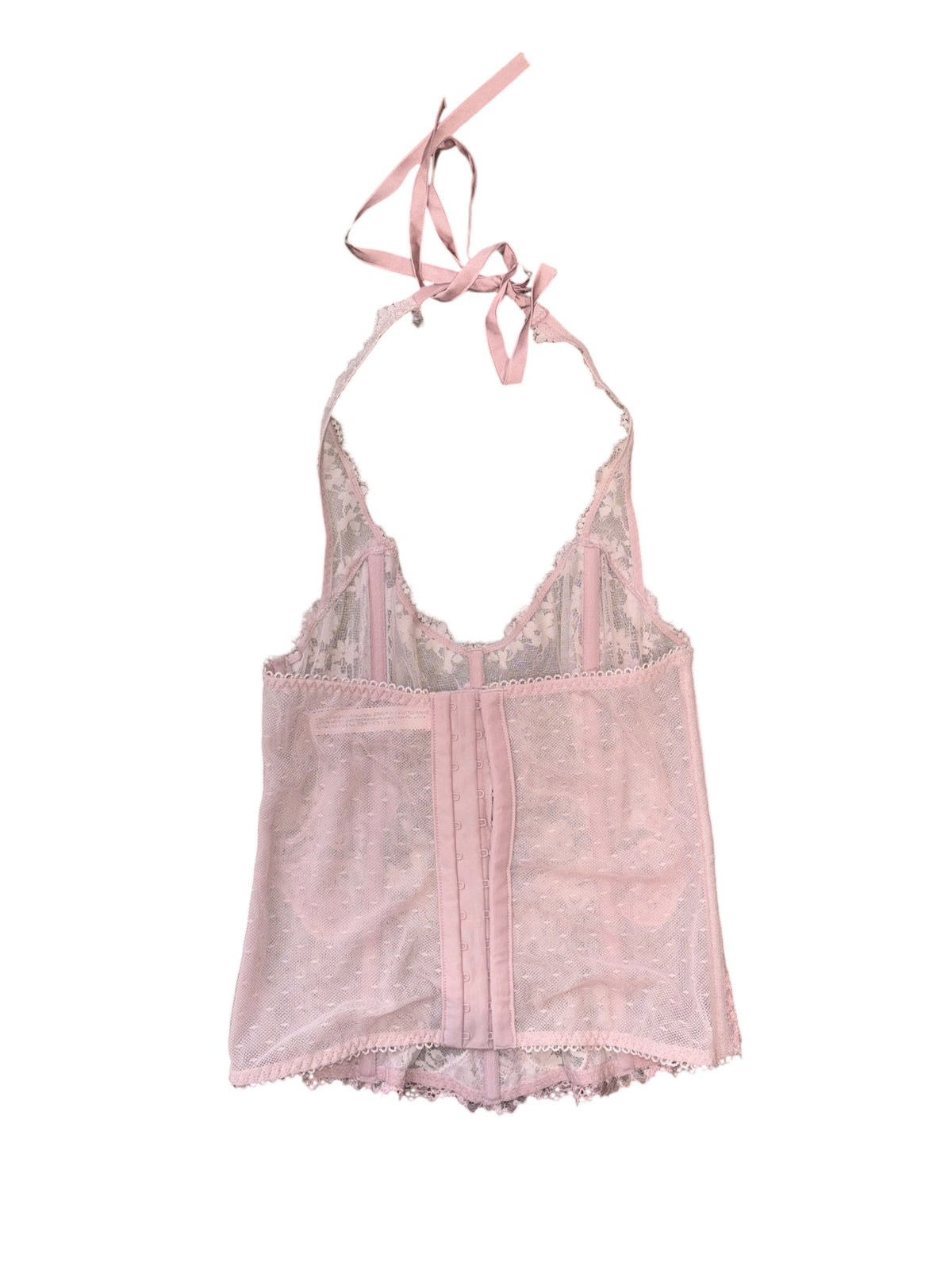 pink victorias secret lace halter corset, s