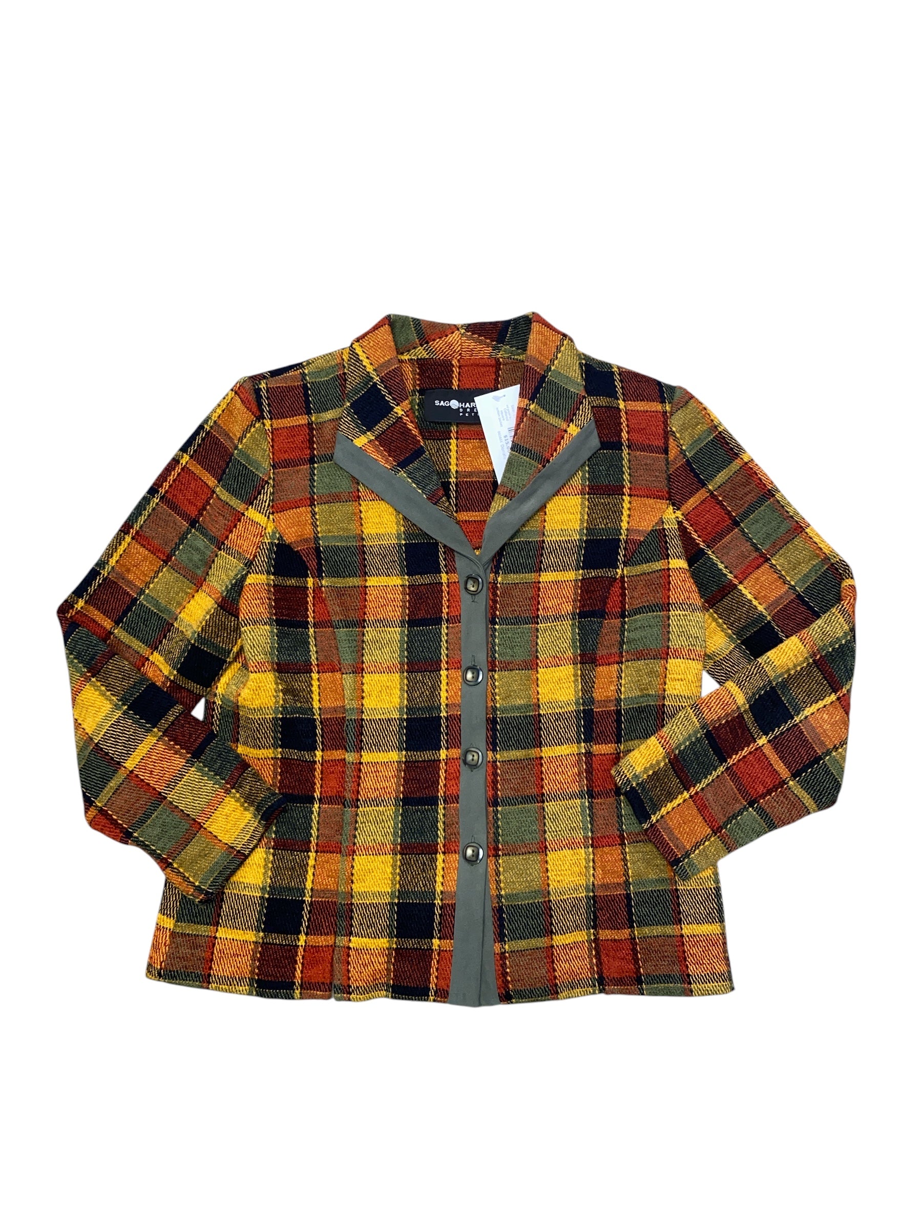 Red green black Sag harbor Collared square button jacket, 10