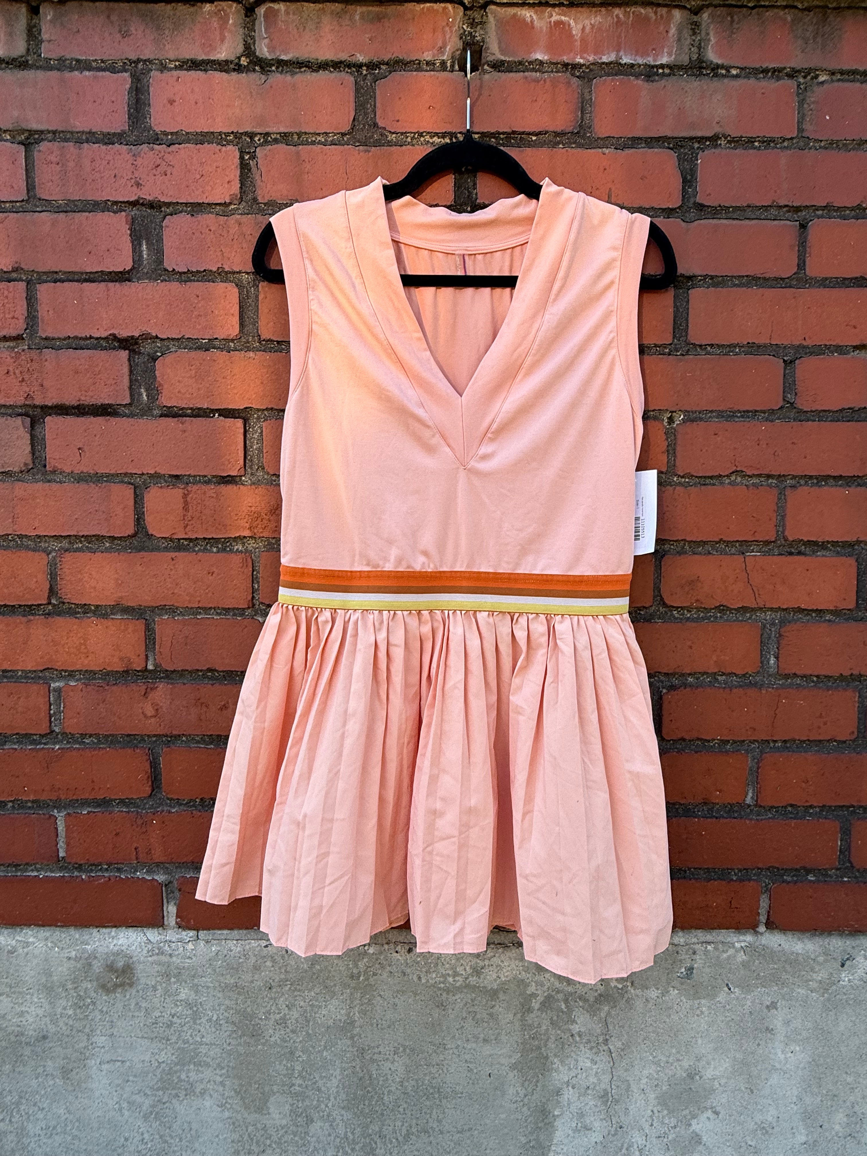 peach free people movement v neck sporty dress, l