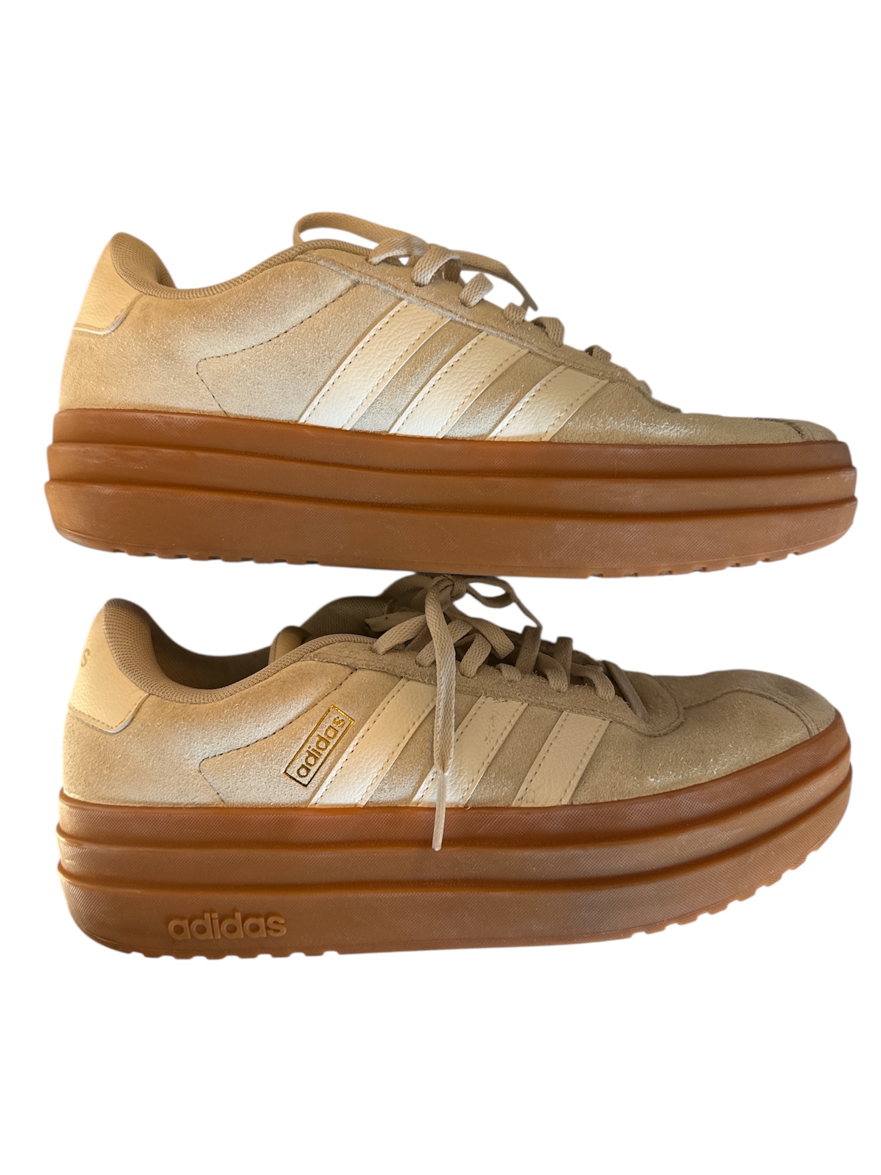 cream adidas platform gazelles, 8 women's