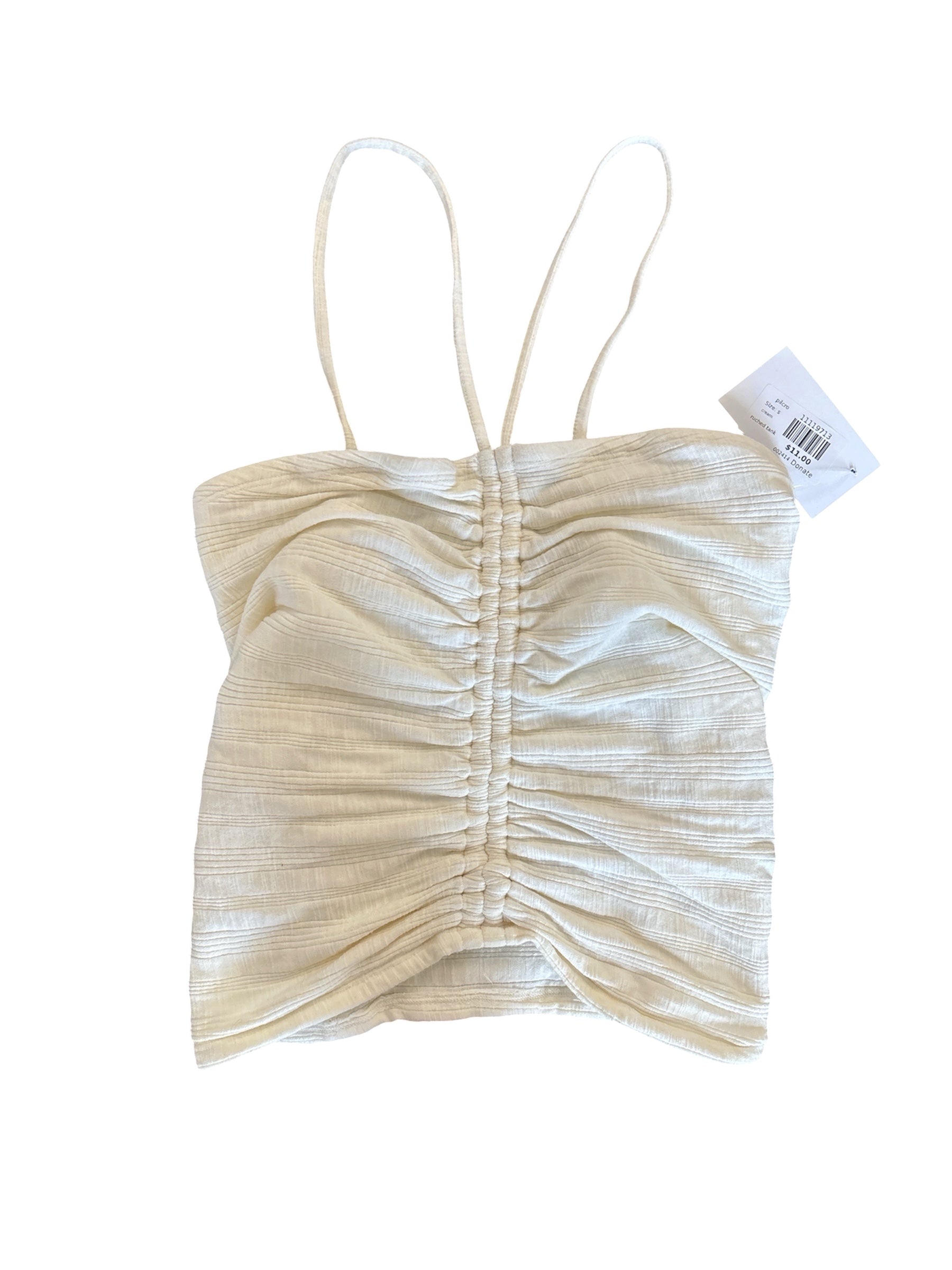 cream pilcro ruched tank, s
