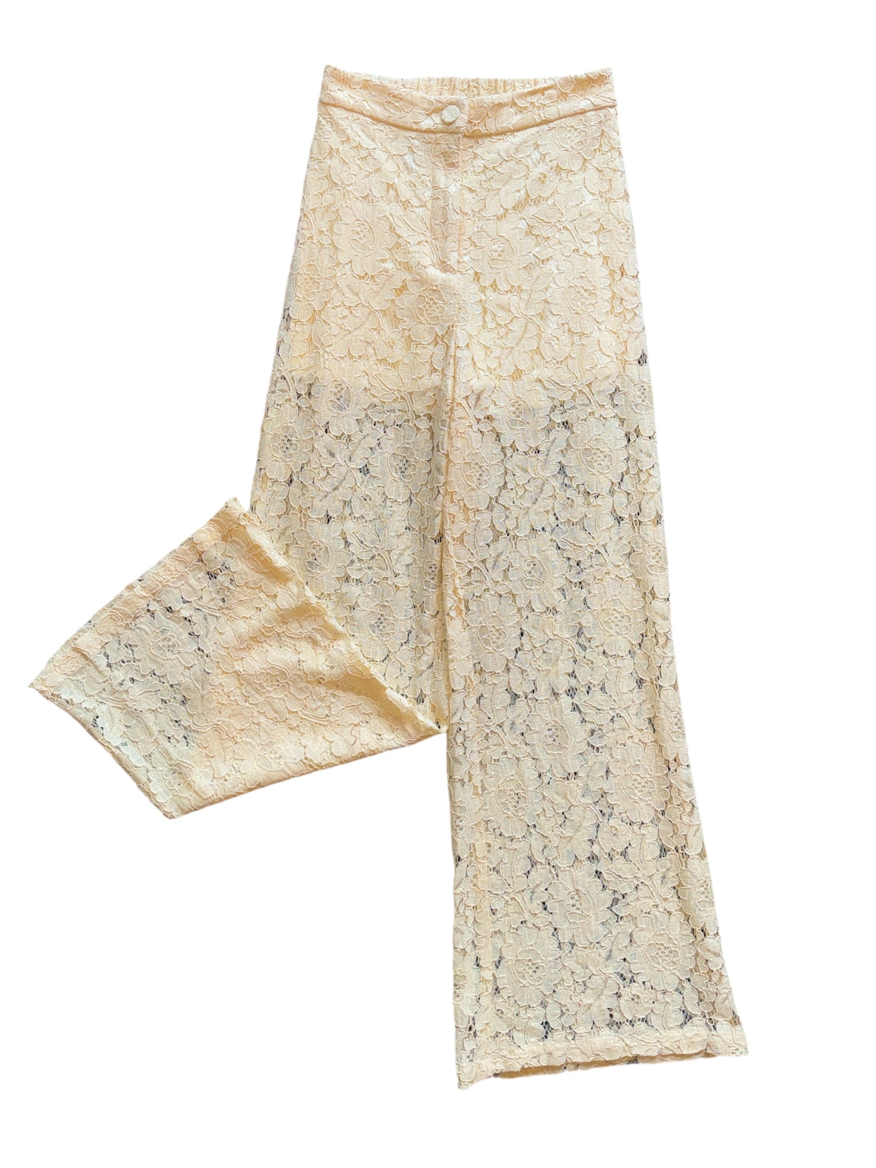 Yellow Tea & cup Lacey pants, S