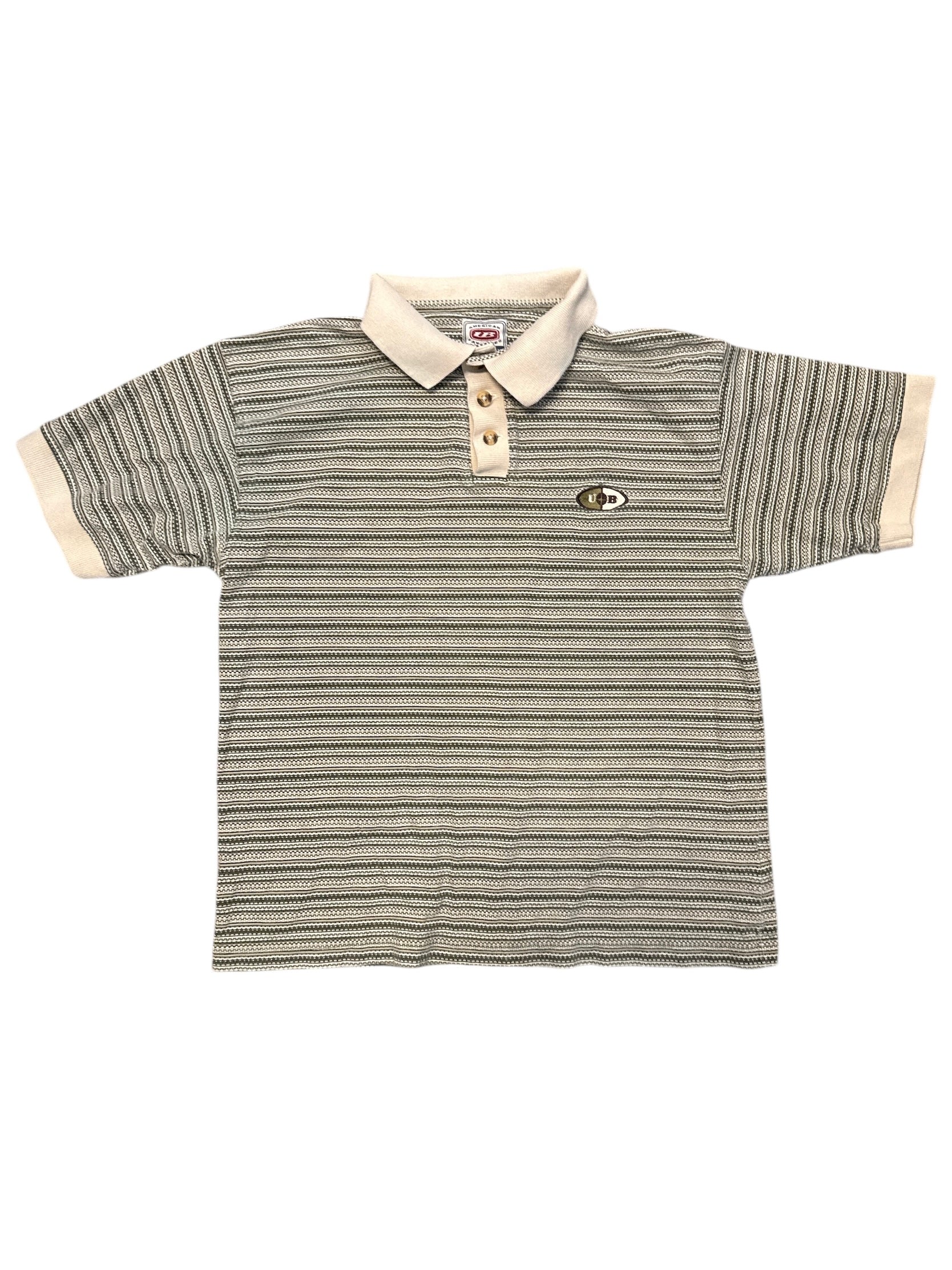 green cream union bay patterned polo, L