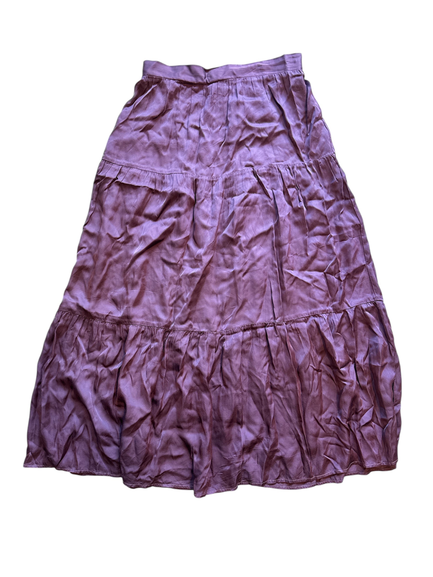 purple nation satin smocked skirt, s
