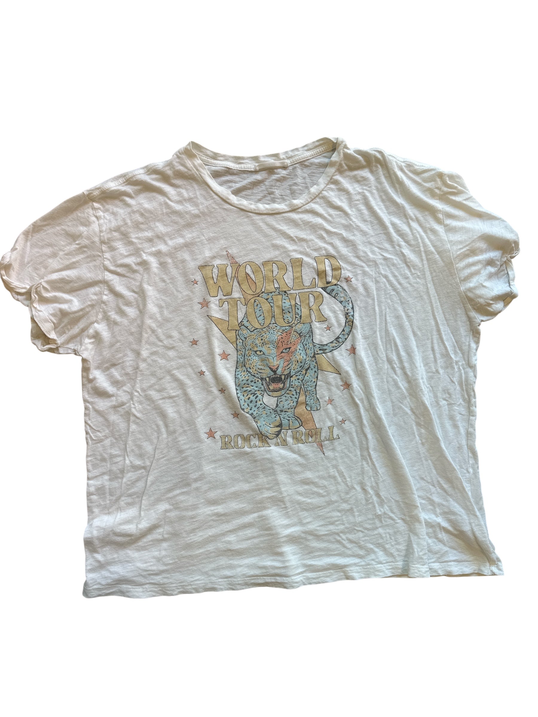 white  heathered rock n roll tee, 1x