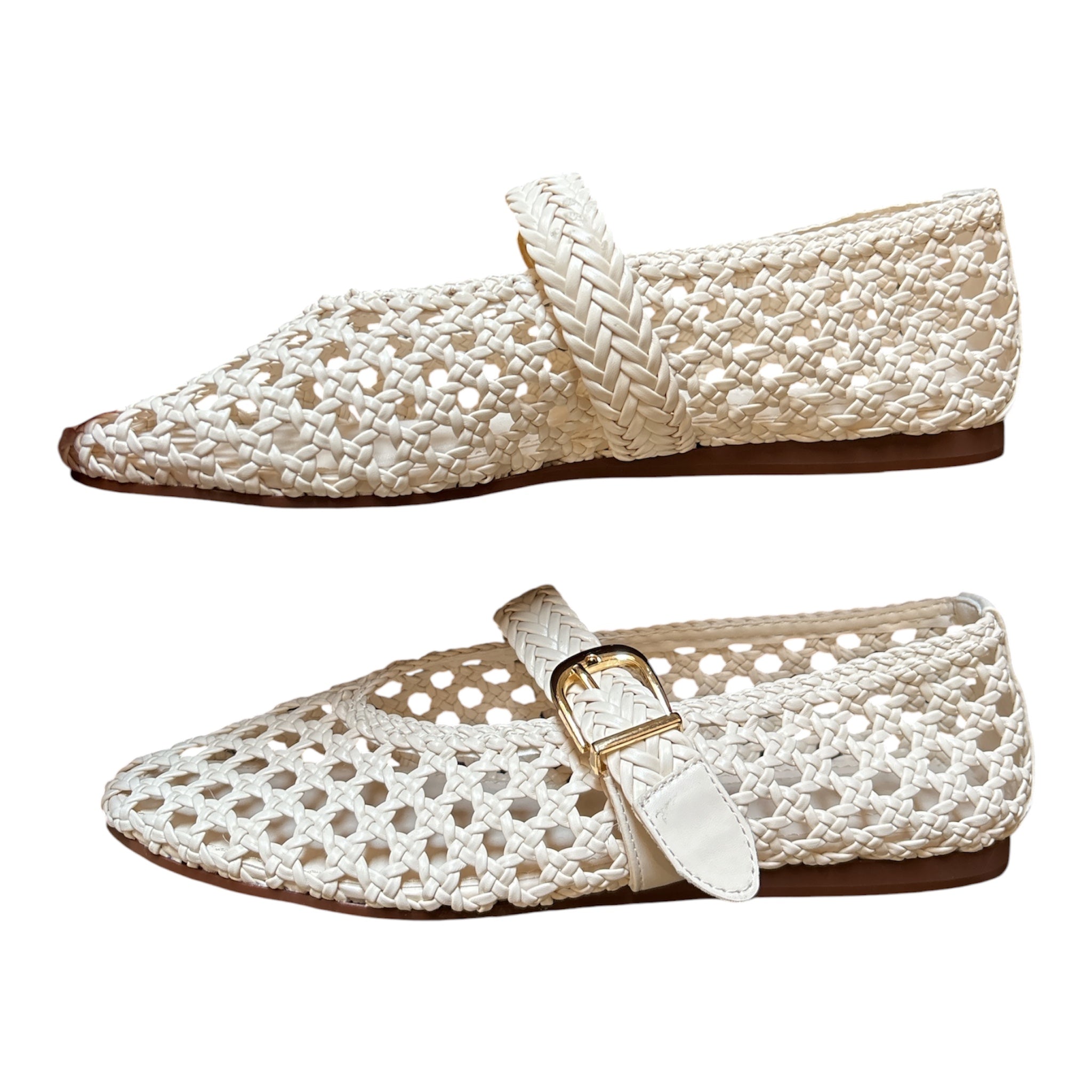 cream cushionaire woven flats, 7.5