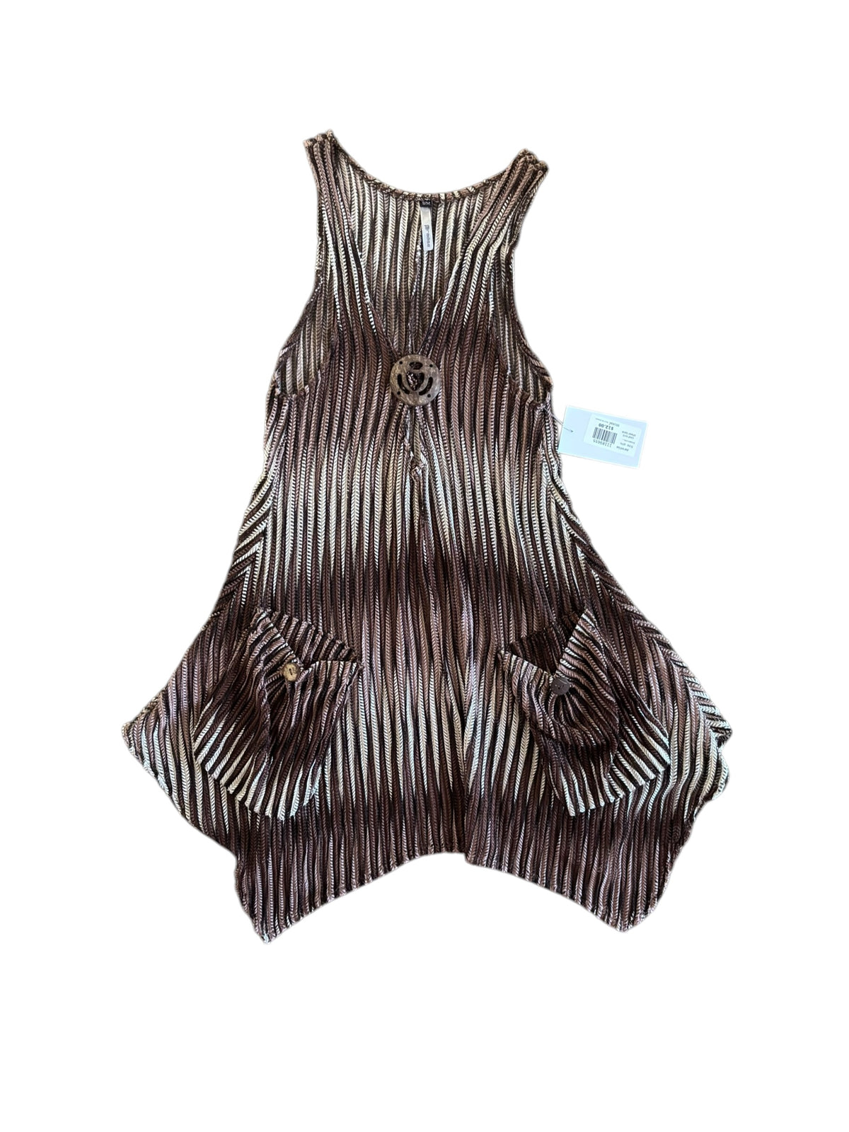 brown cream paradise cool knit sheer tank, s/m