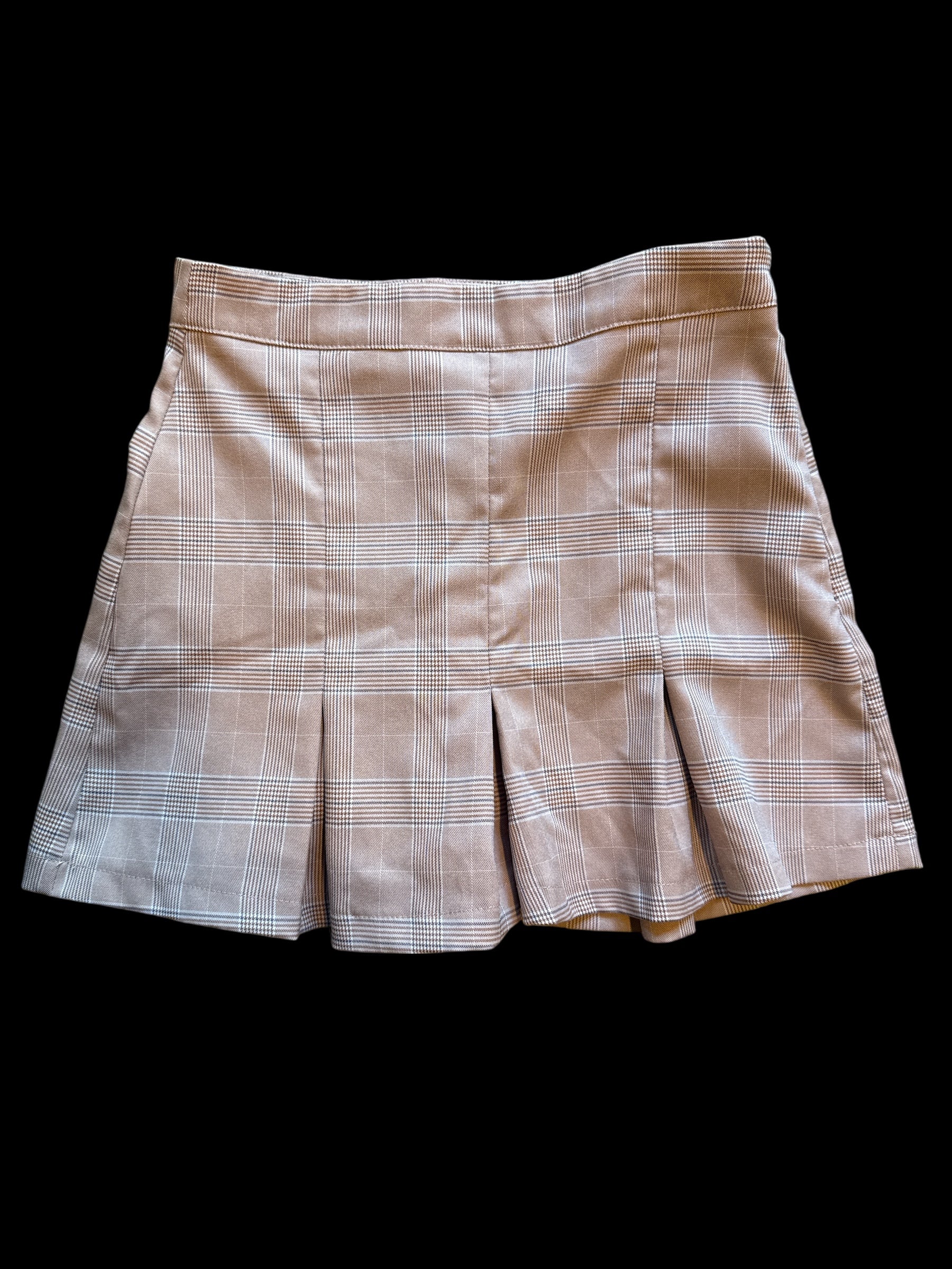 pink adika plaid mini skort, m