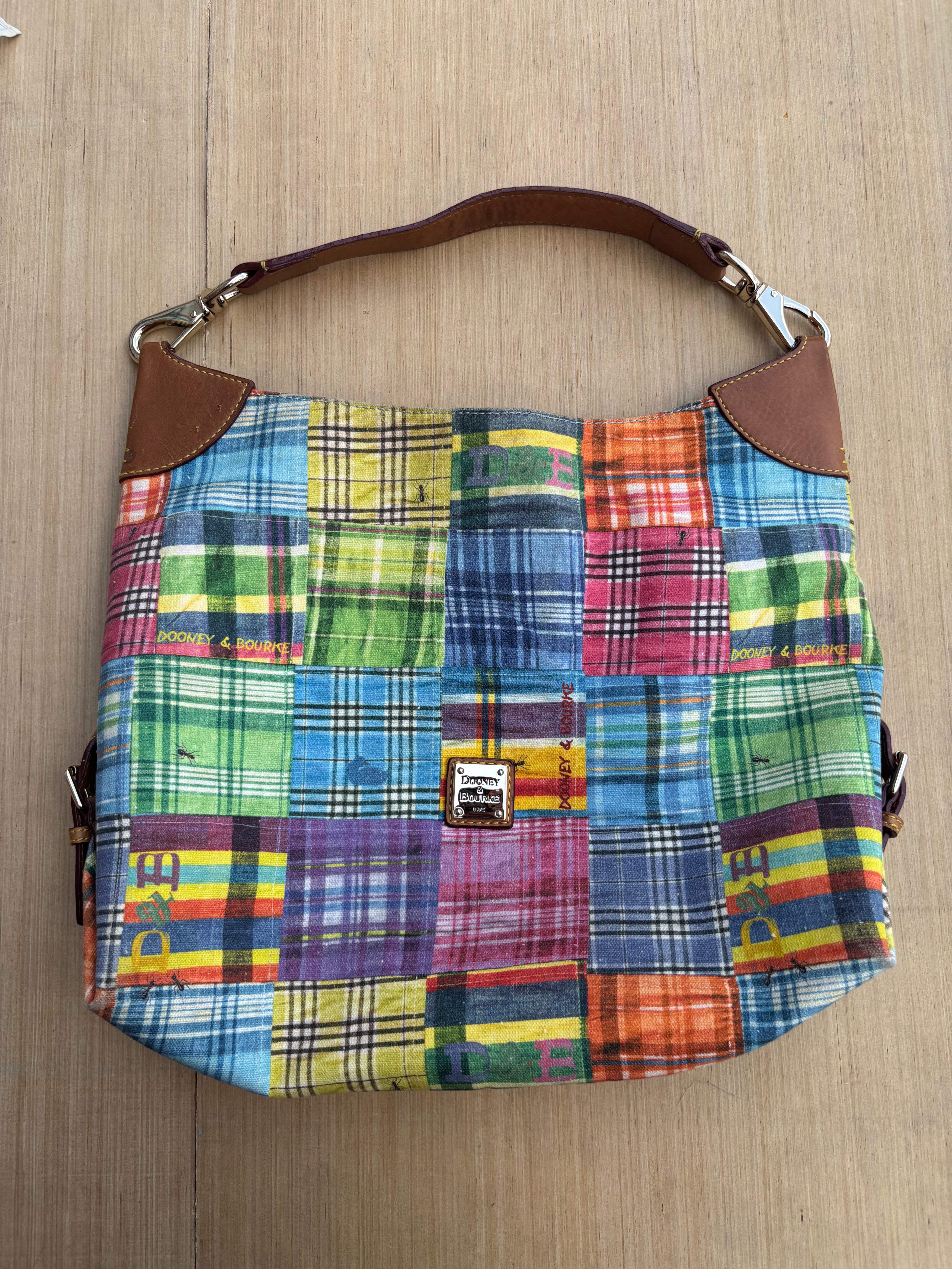 rainbow dooney & burke plaid tote