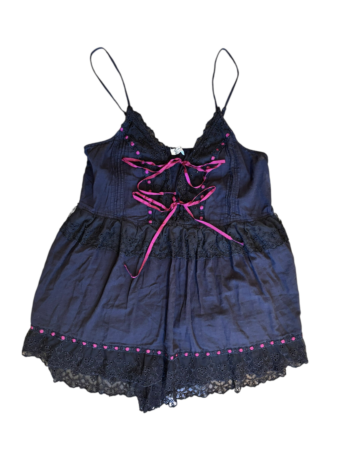 black free people babydoll romper, l