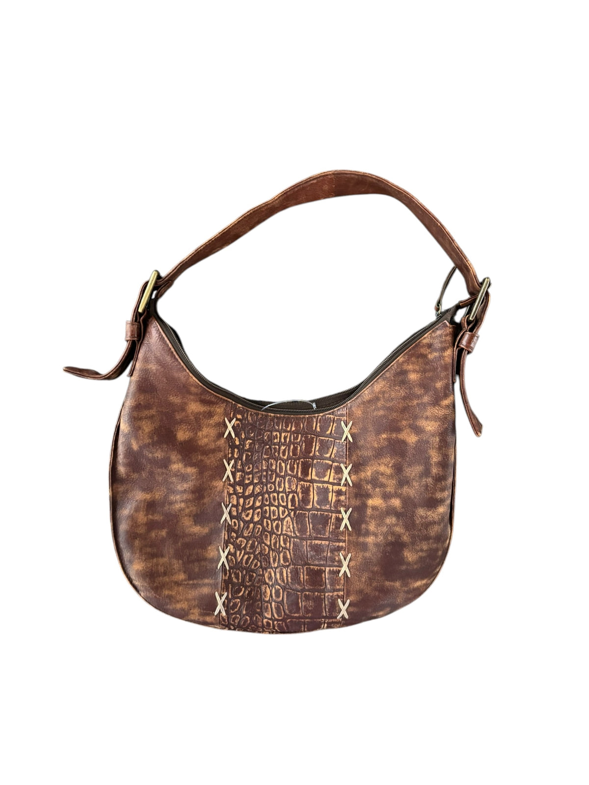 brown  leather croc purse