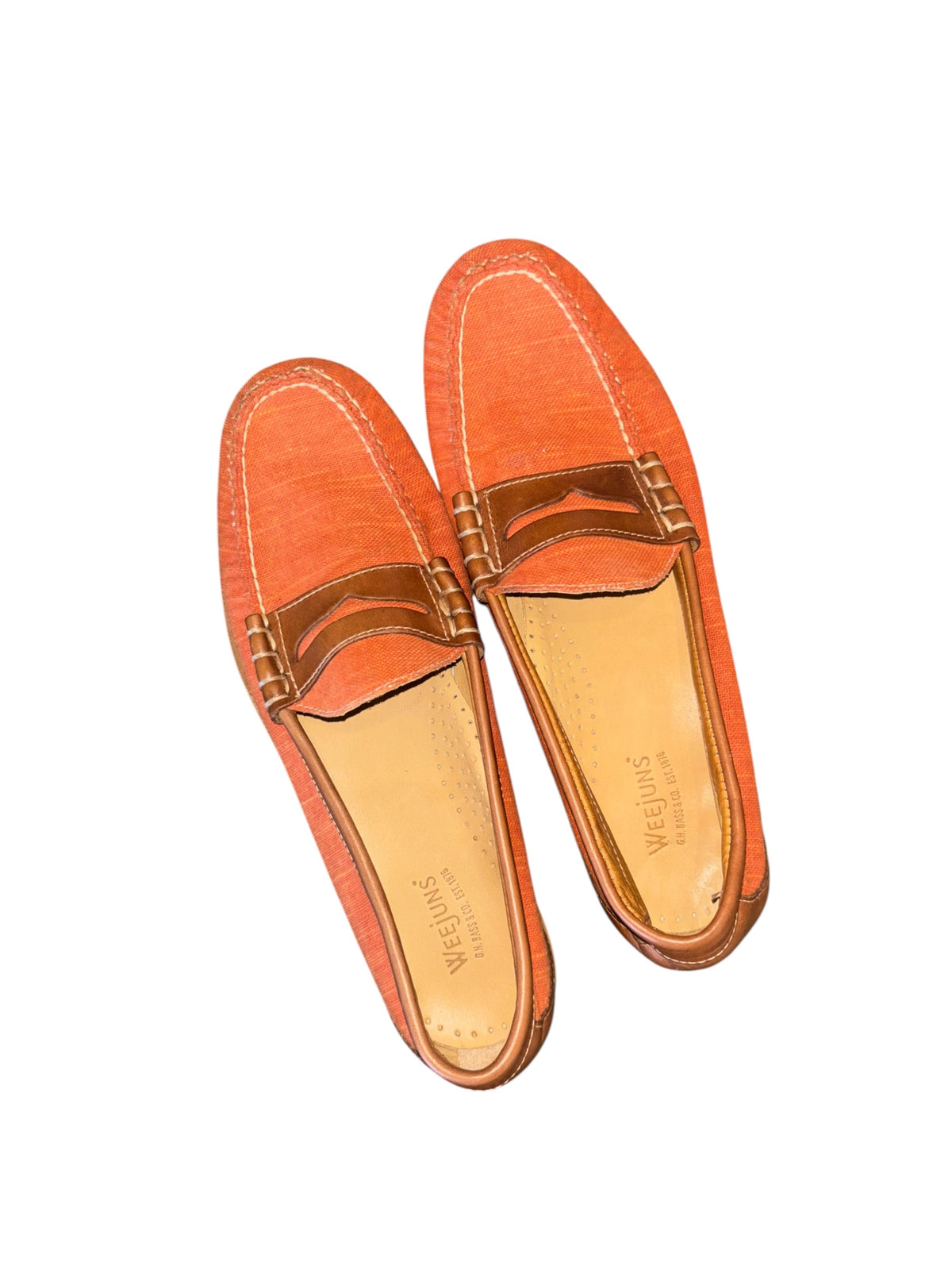 orange weejuns slip on loafers, 9M
