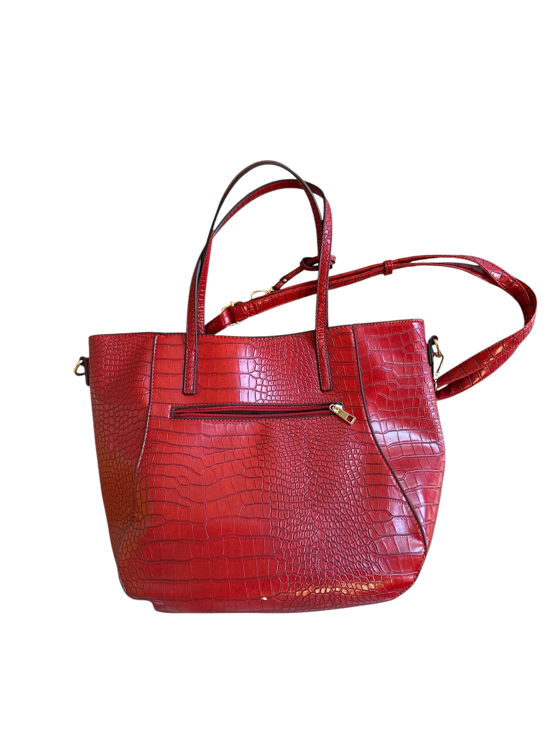 red  croc handbag
