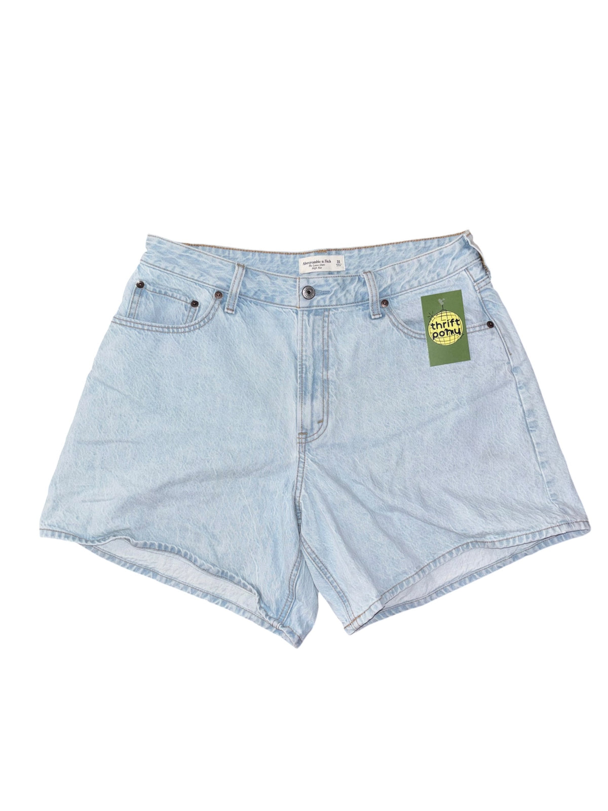 blue abercrombie denim long shorts, 31