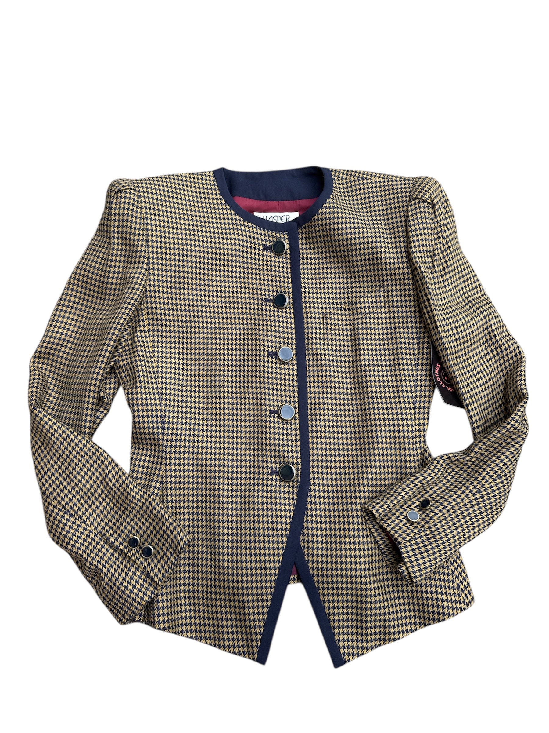 black green red kasper plaid vtg jacket, 8p