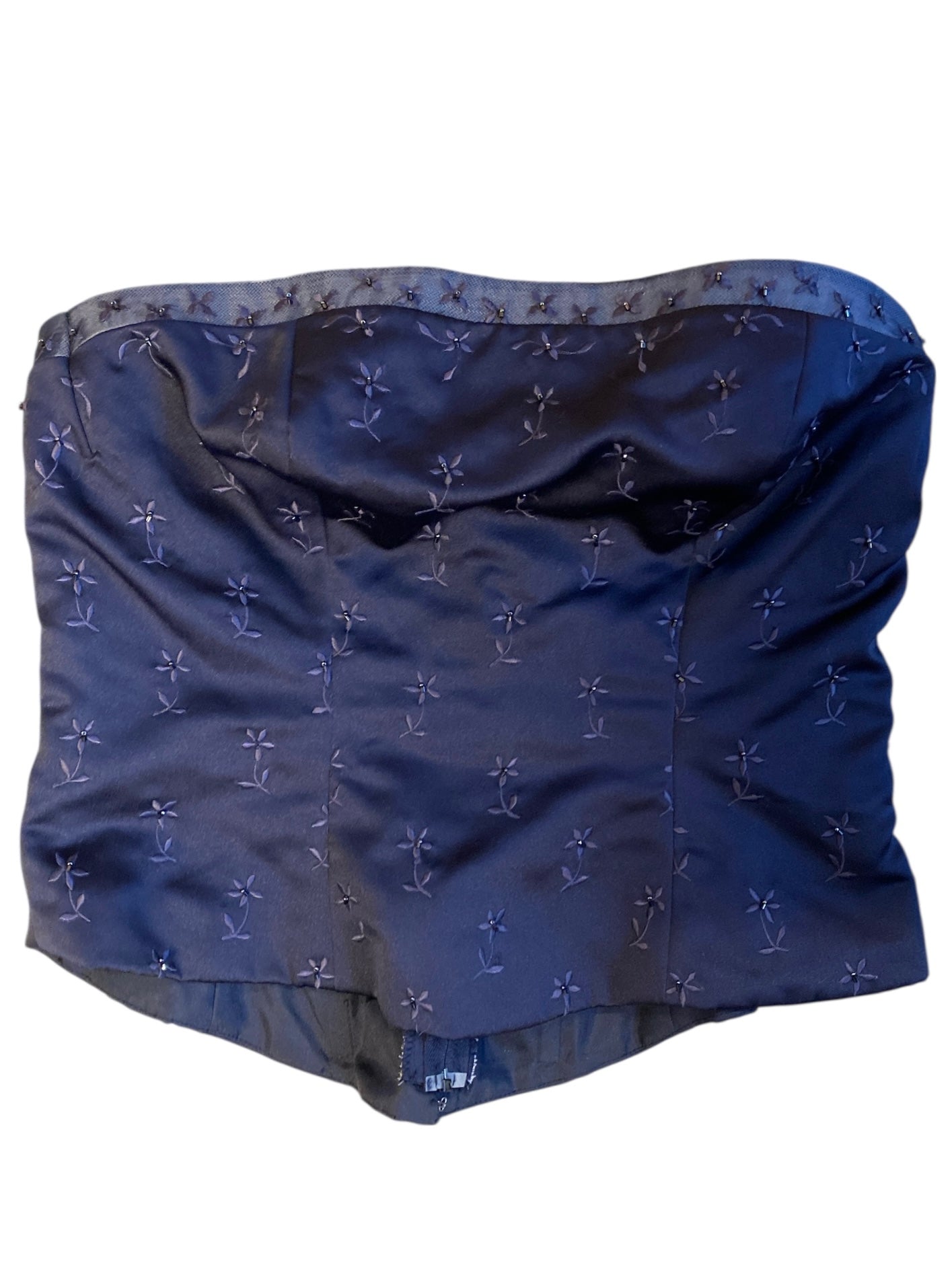 blue mori lee vtg strapless beaded corset, m