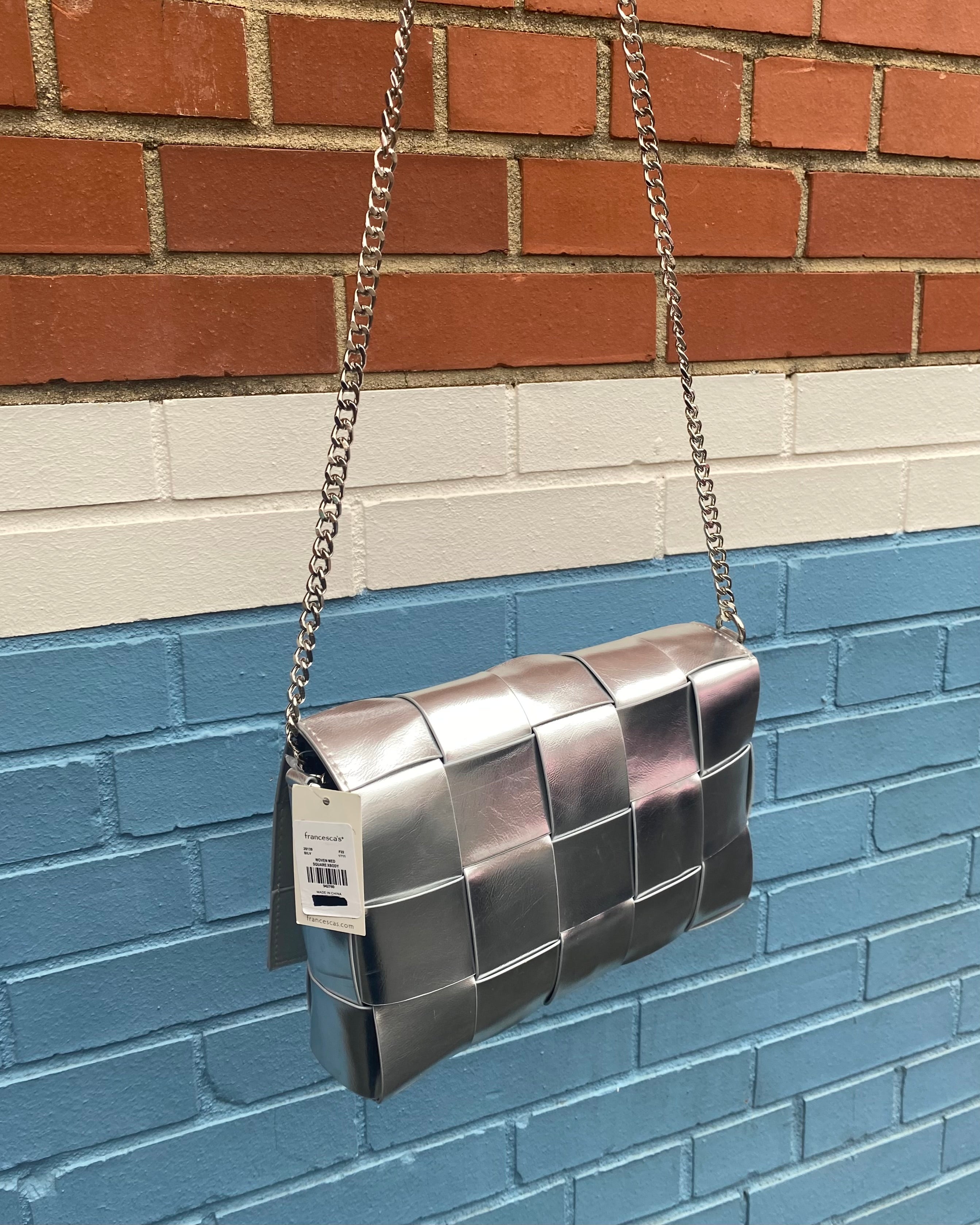 silver  woven metallic purse