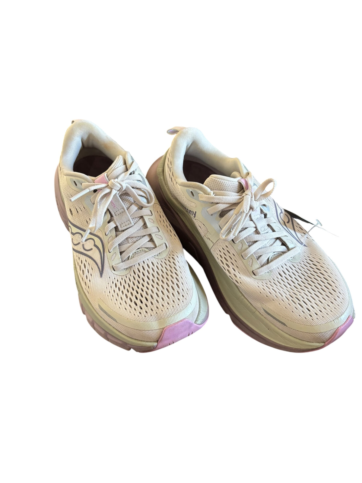 white purple saucony running sneakers, 7.5