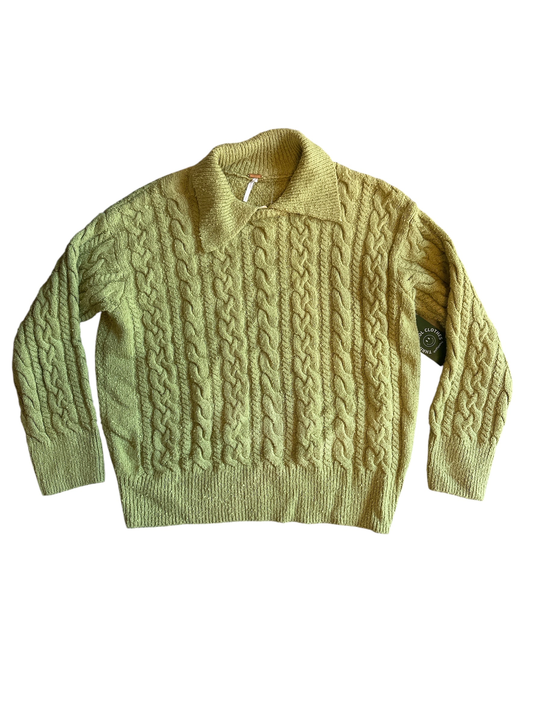 green free people NWT collar sweater, s