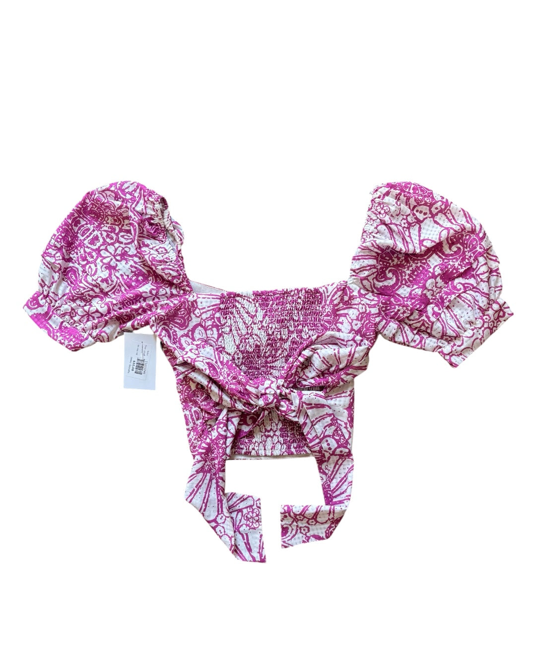 pink white lulus tie crop top, small