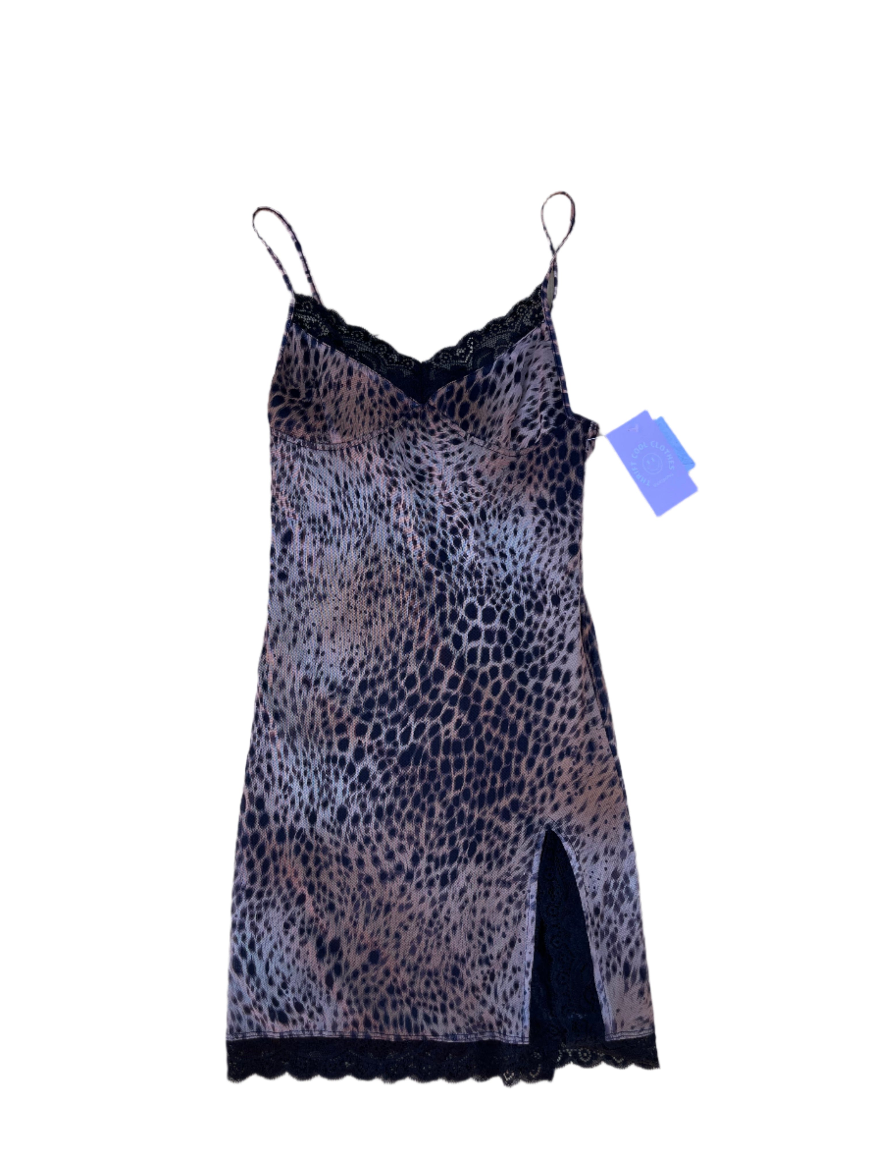 brown motel animal print mini dress, XS