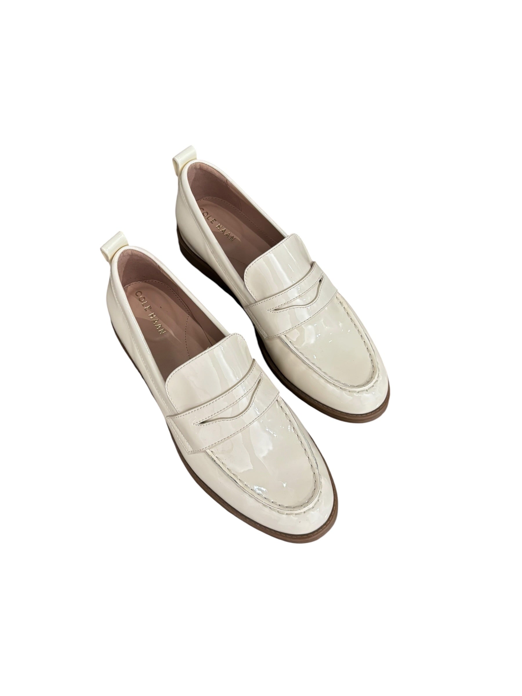 cream cole haan shiny loafers, 7