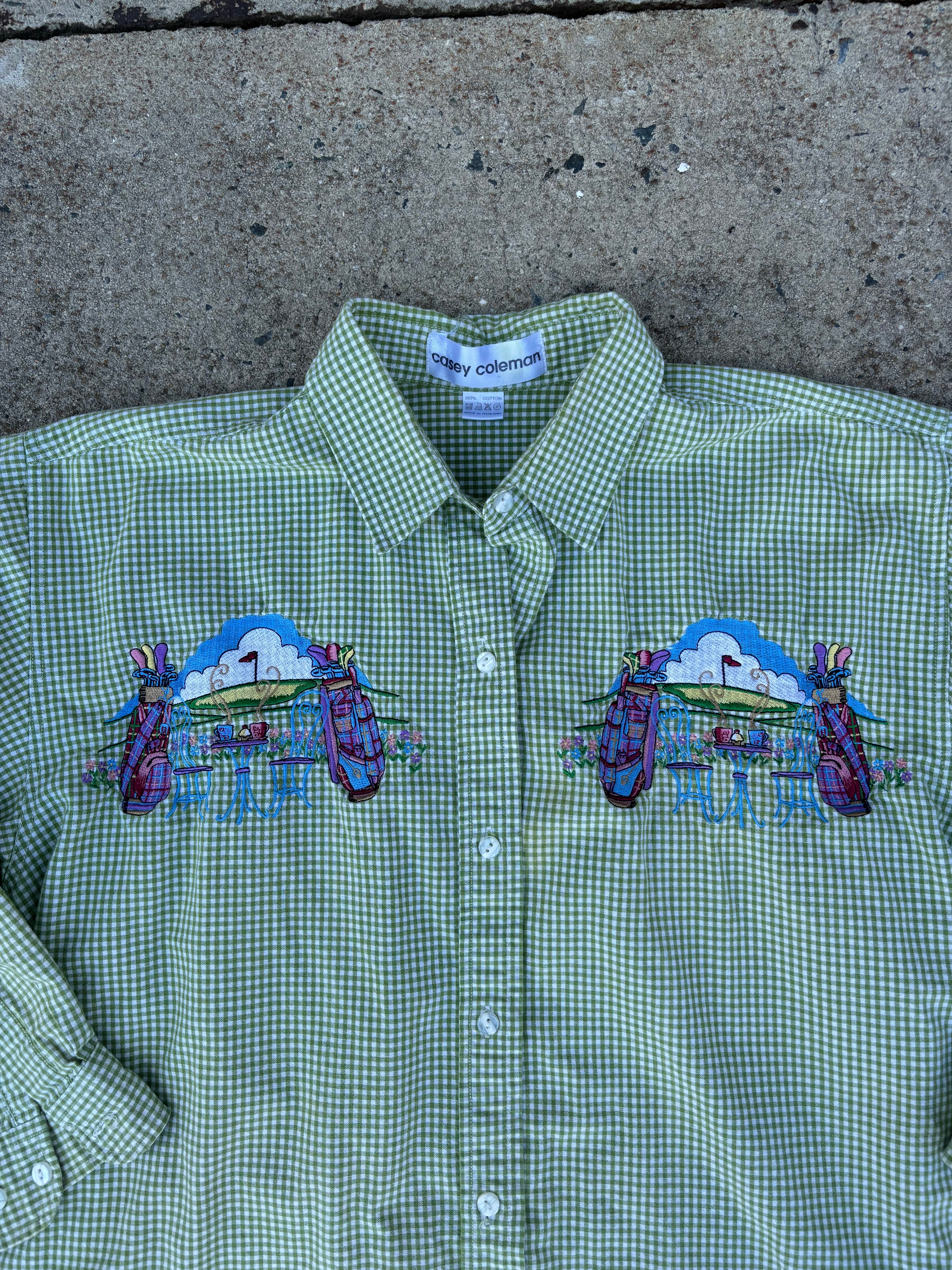 Green Casey coleman Golf cafe button up, L