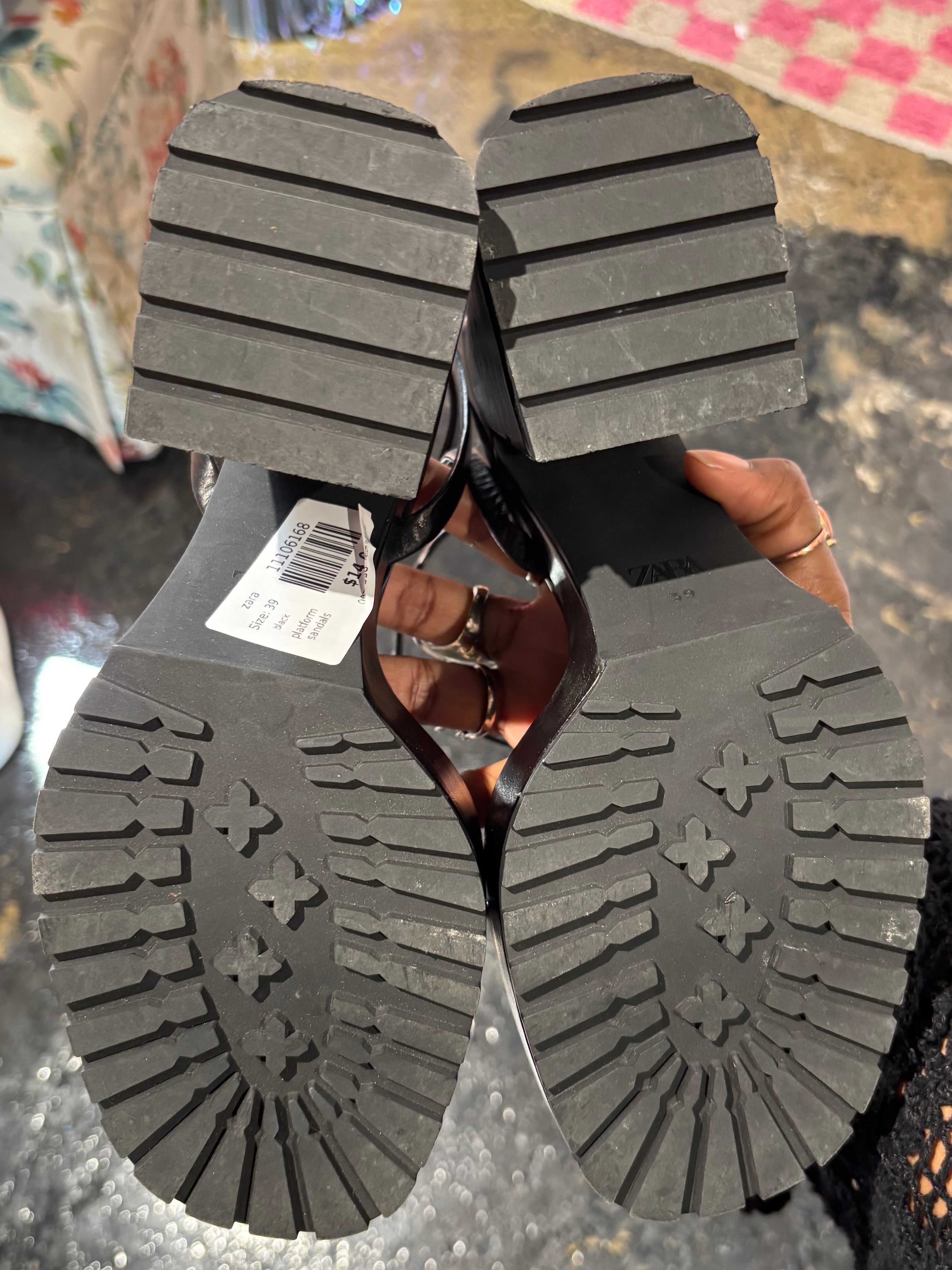 black zara platform sandals, 39