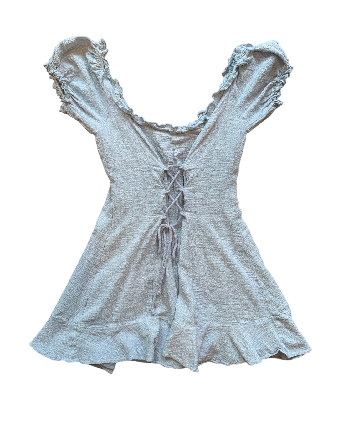 light blue urban outfitters crepe tie up corset mini dress, S