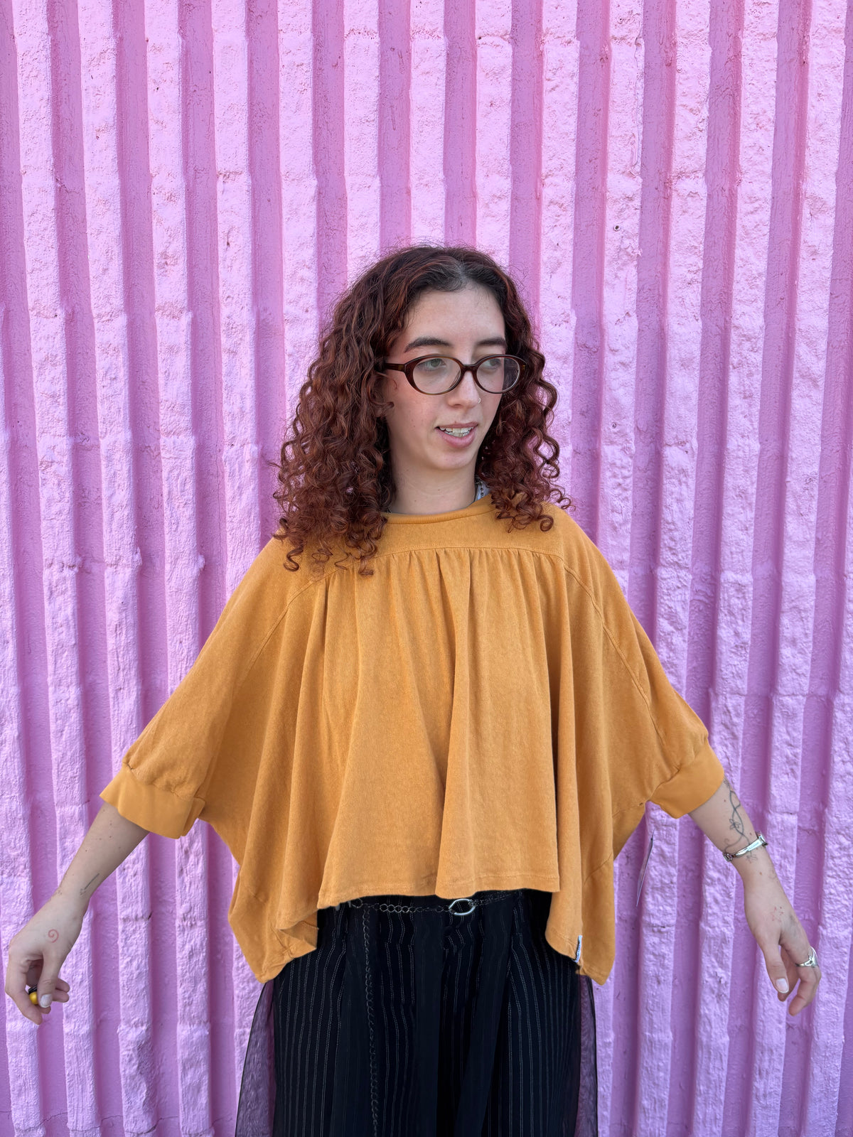 yellow known supply flowy babydoll ls, s