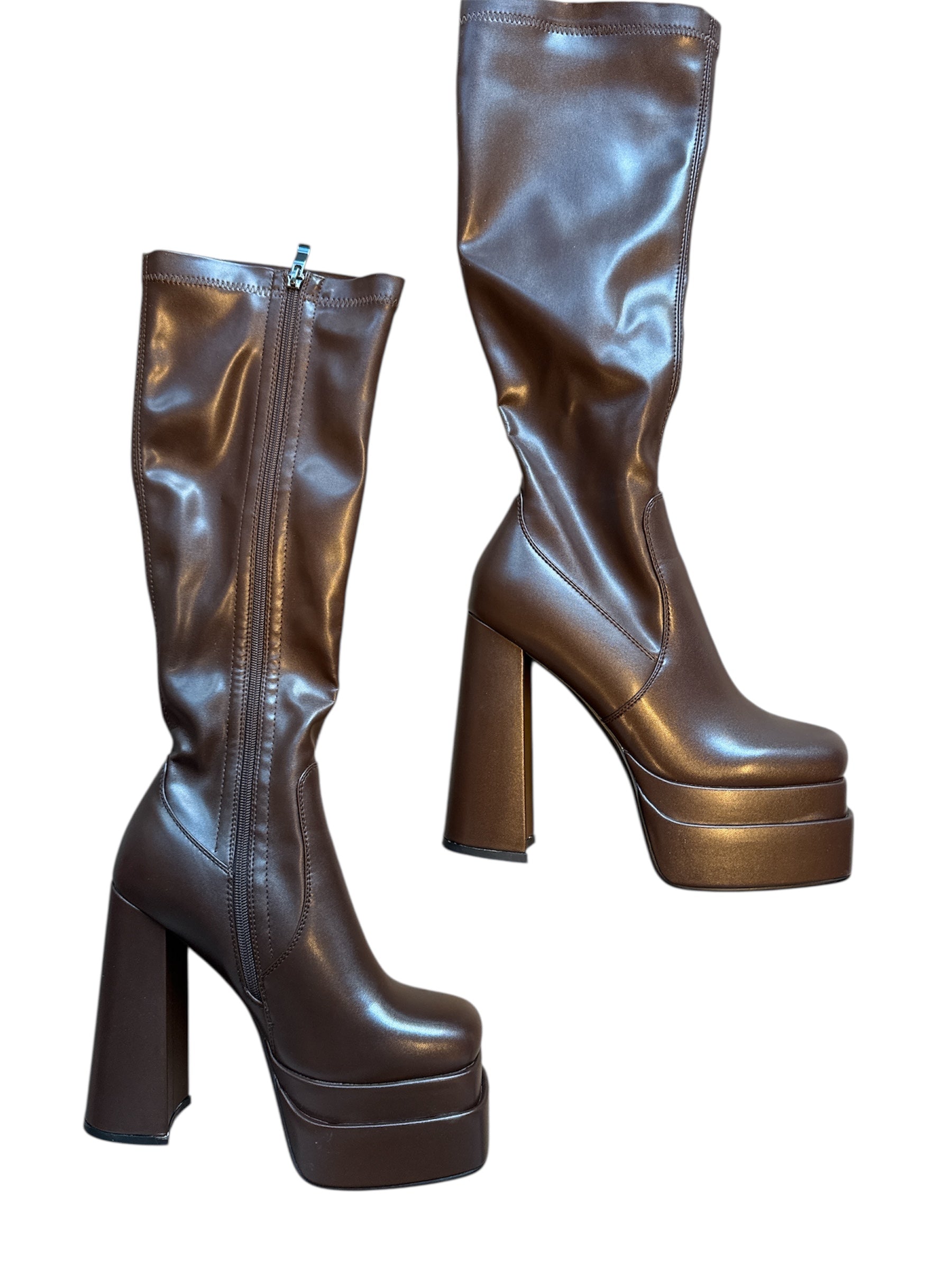 brown wetkiss platform boot, 9
