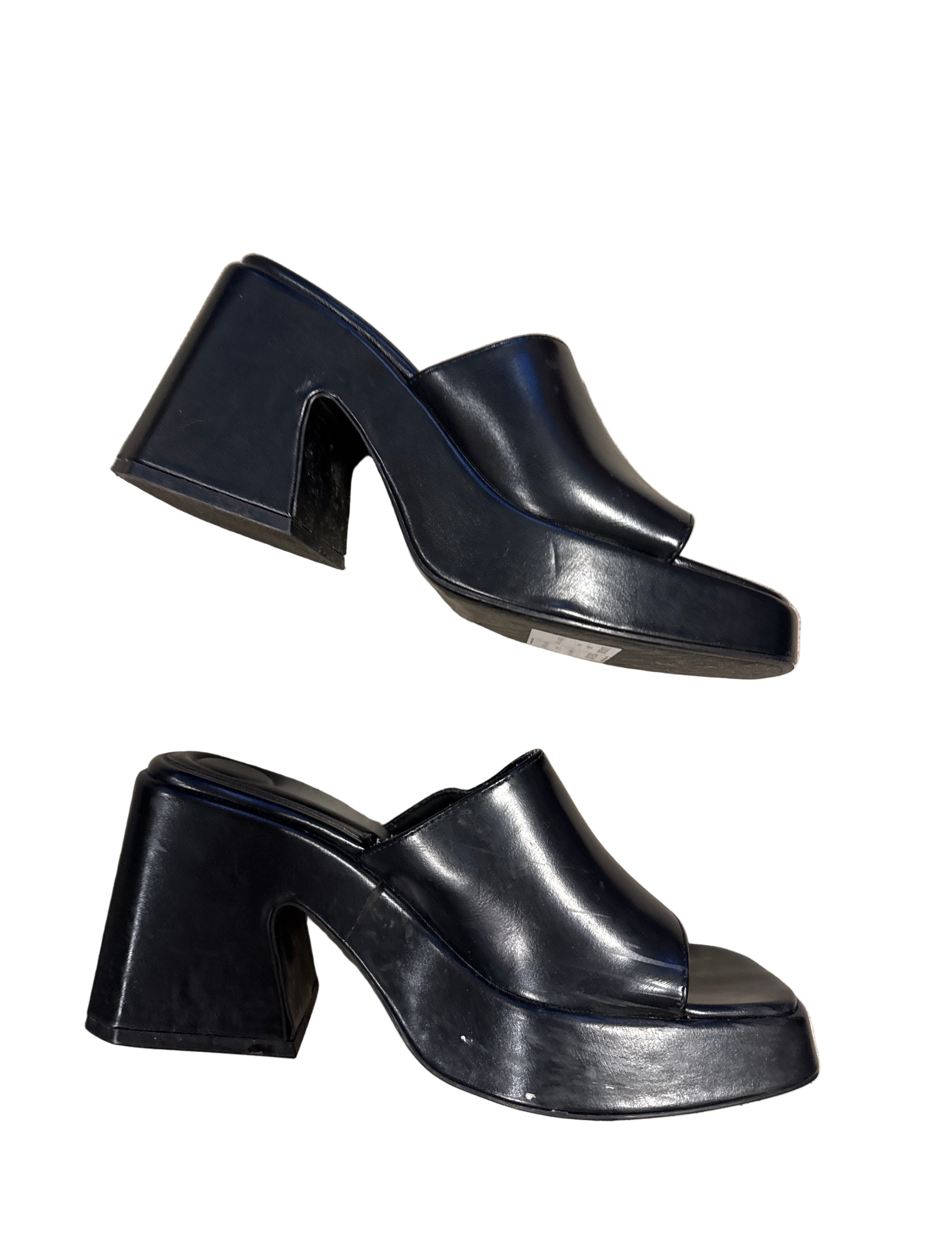 black zara platform mule, 6.5